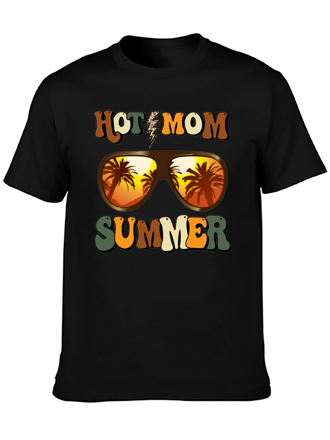 Black Hot Mom Summer T-Shirt - Tropical Vibes view 3