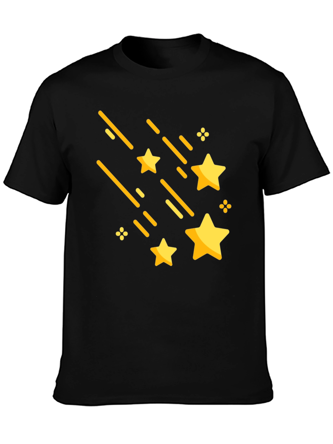 Black Shooting Stars Graphic Tee - Stylish Black Cotton T-Shirt view 3
