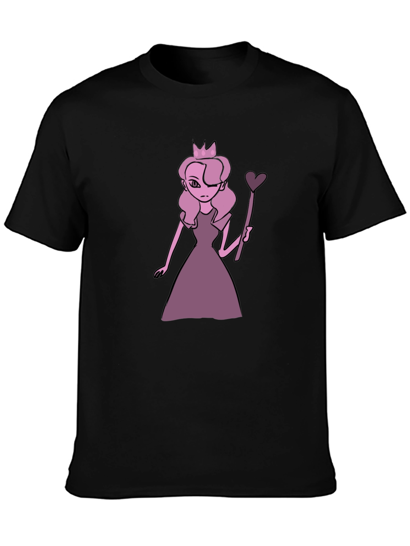 Black Queen Cartoon Graphic Black T-Shirt view 3