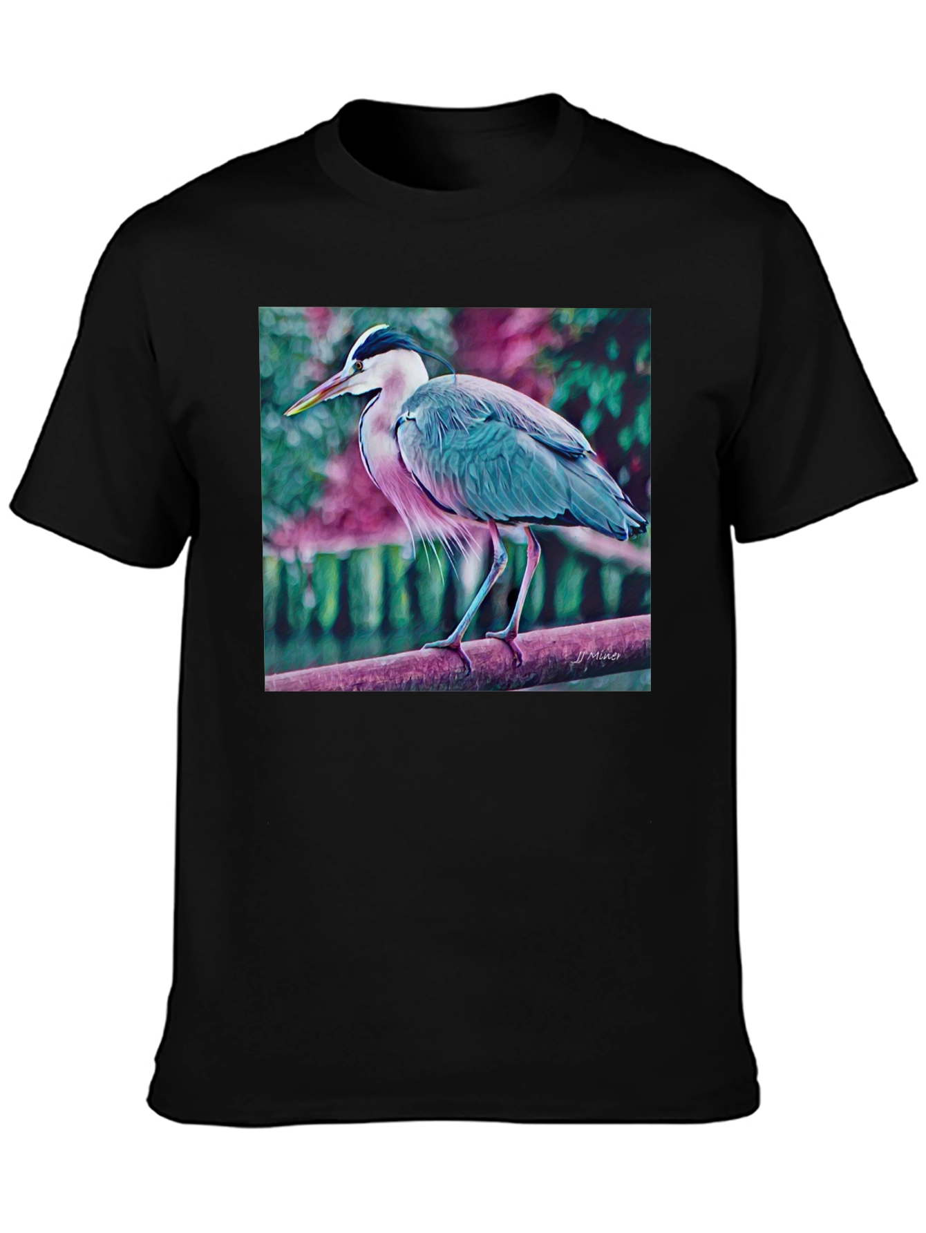 Black Heron Graphic T-Shirt - Nature Inspired Tee view 3