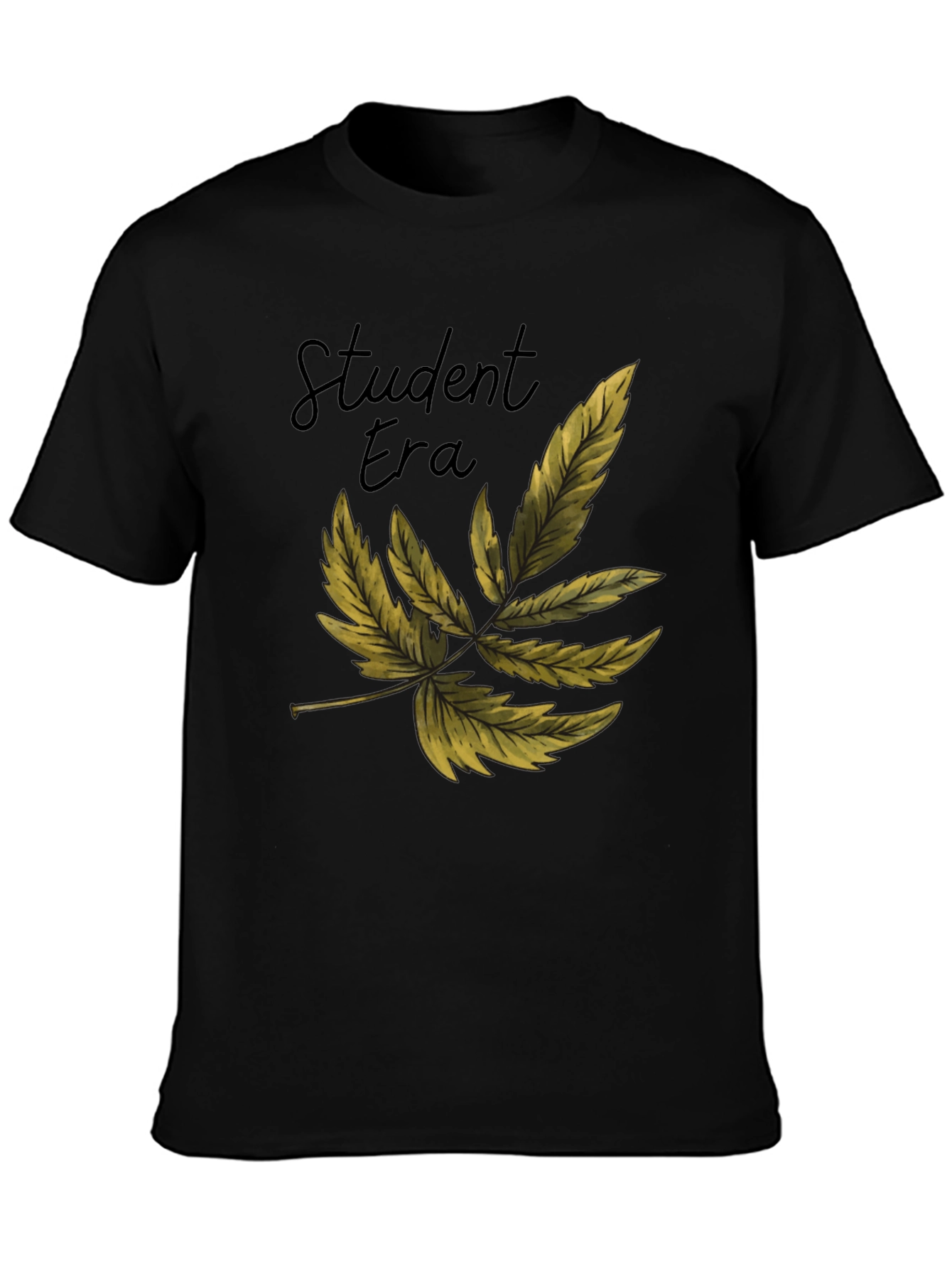 Black Student Era Leaf Graphic Black T-Shirt view 3