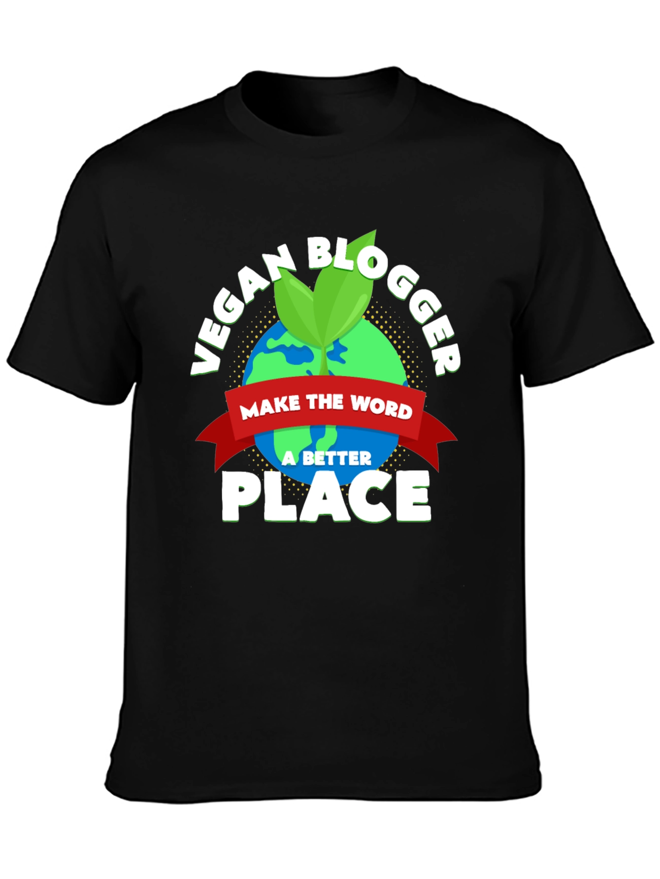 Black Vegan Blogger Earth Graphic T-Shirt view 3