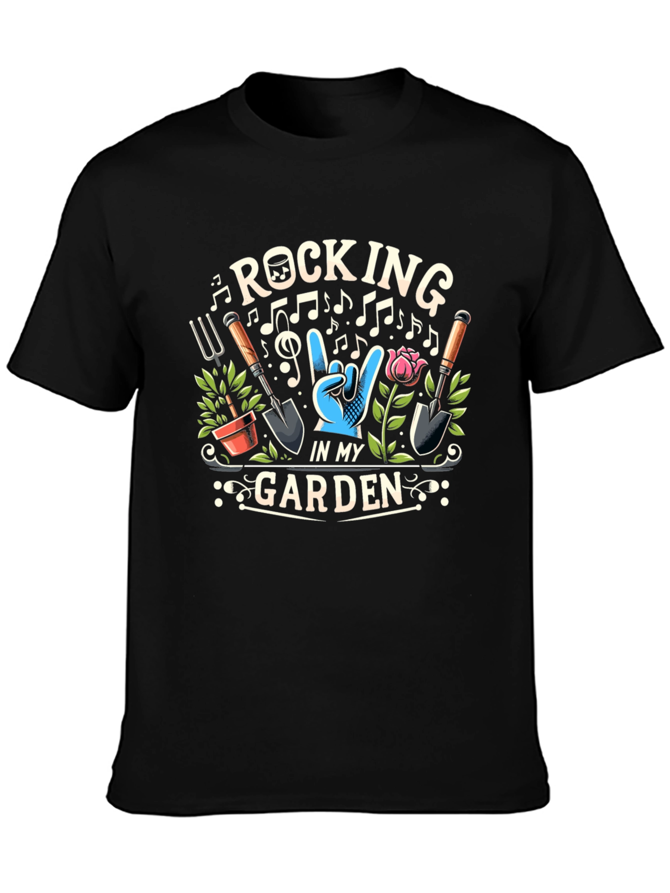 Black Rocking in My Garden T-Shirt view 3