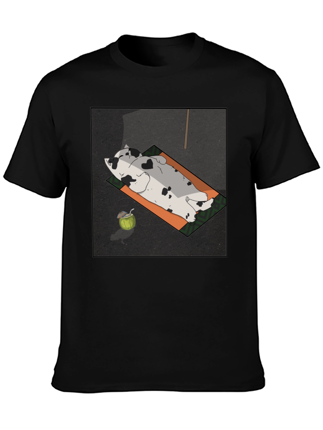 Black Chill Cat Tee: Sunbathing Style view 3