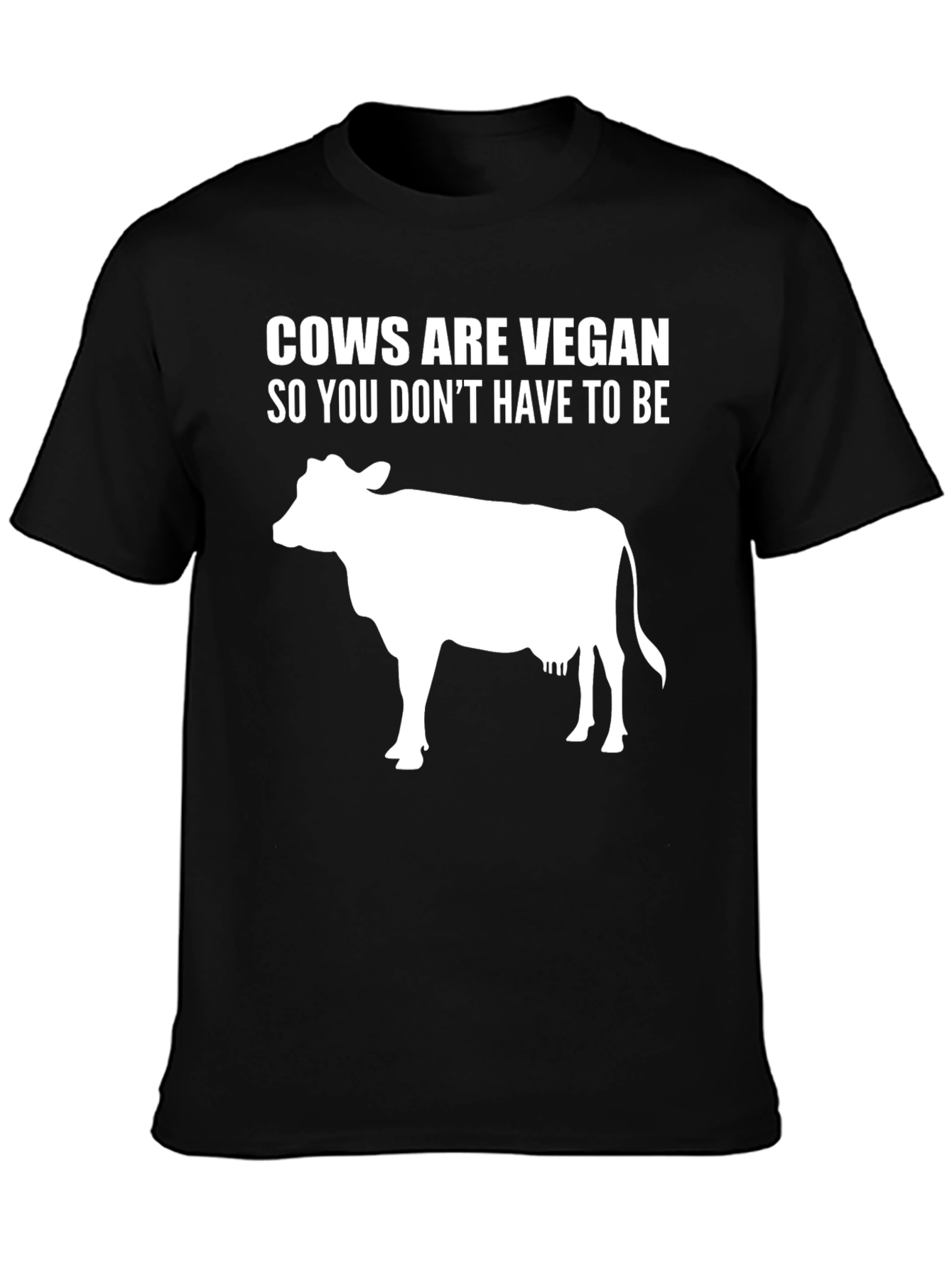 Black Cows Are Vegan T-Shirt - Black Cotton Tee view 3