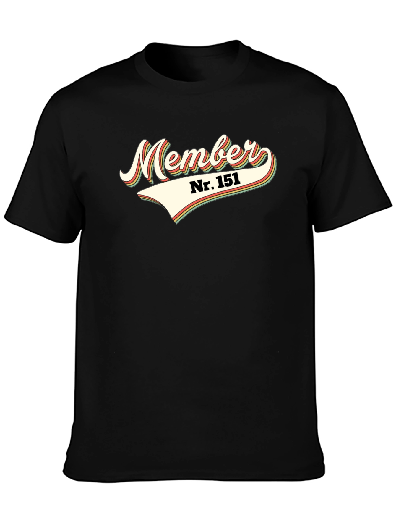 Black Member No. 151 Black T-Shirt Retro Design view 3