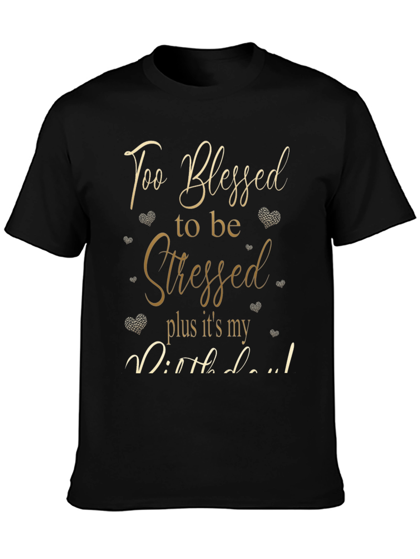 Black Blessed Birthday Black T-Shirt view 3