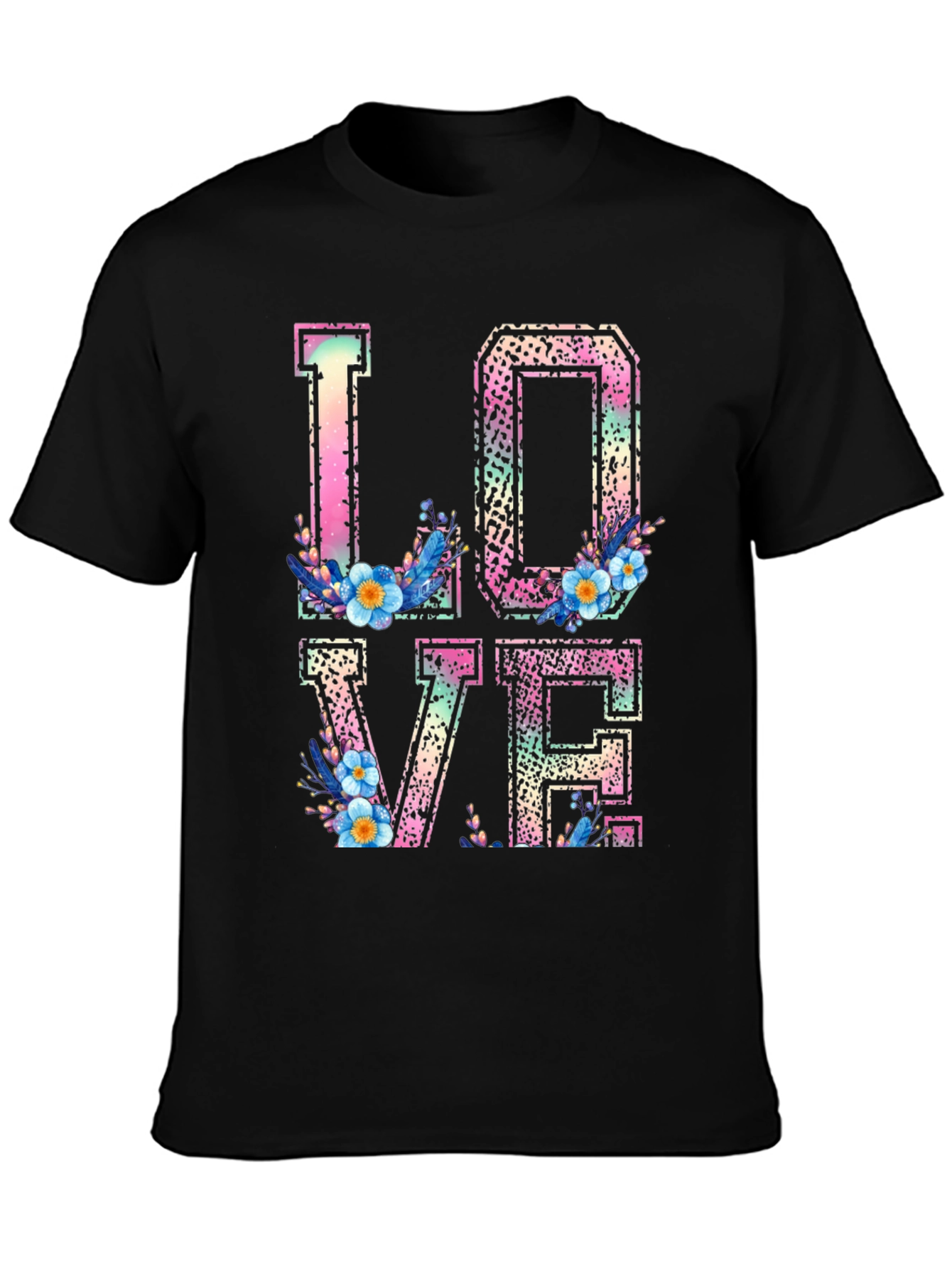 Black Floral LOVE Graphic T-Shirt - Trendy Casual Wear view 3