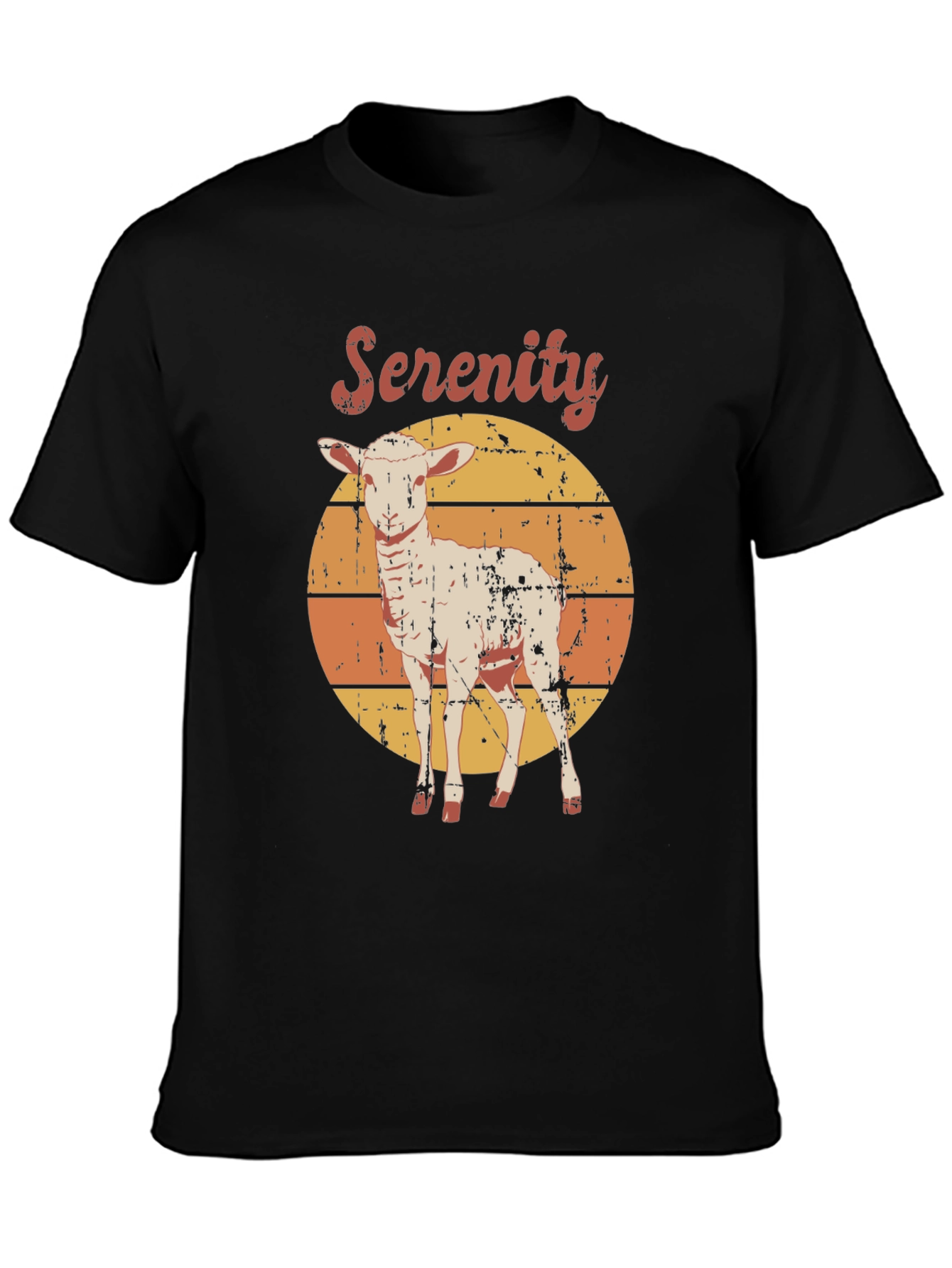 Black Serenity Lamb Graphic T-Shirt - Retro Style view 3