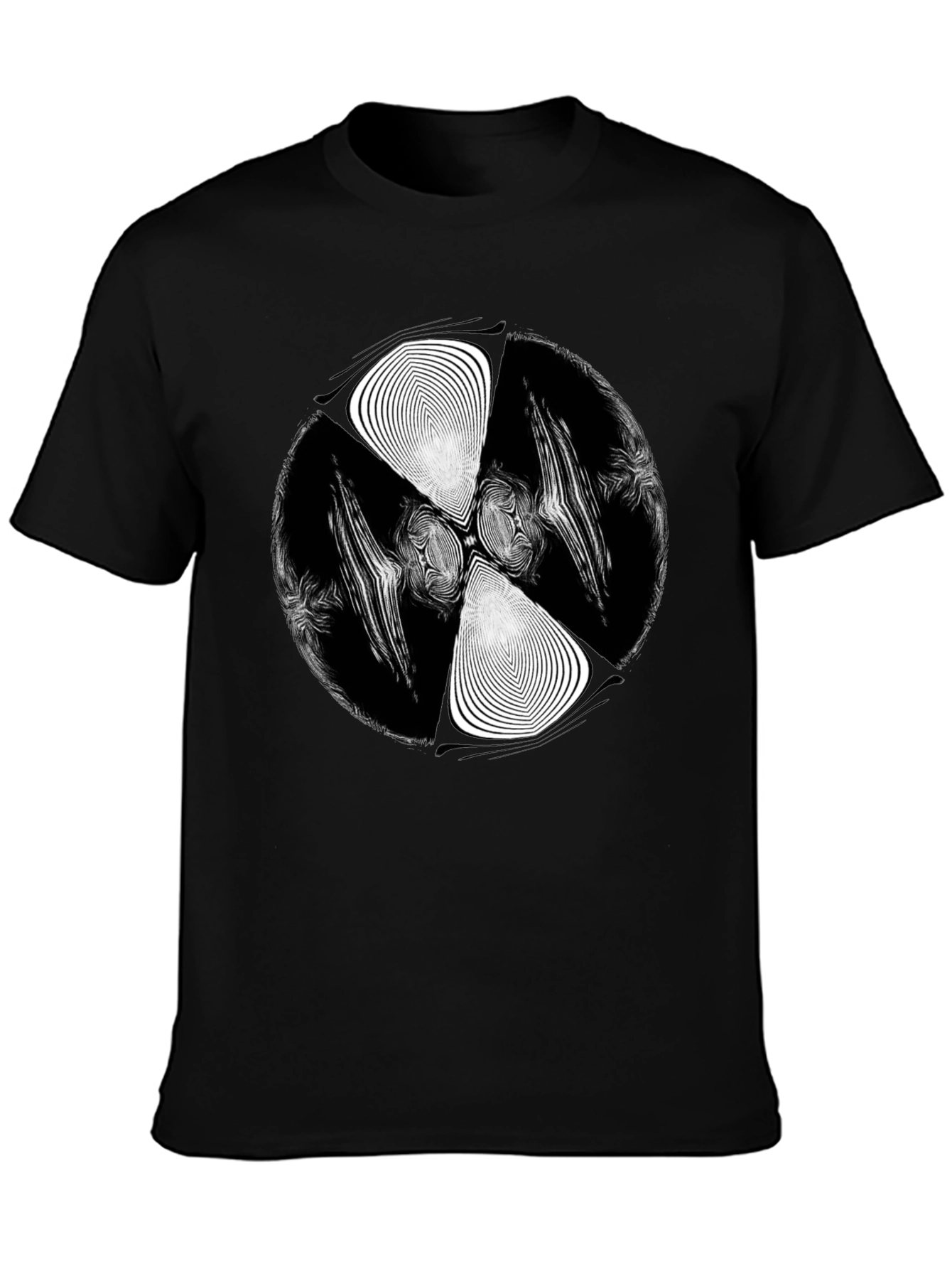 Black Abstract Vortex Graphic Black T-Shirt view 3
