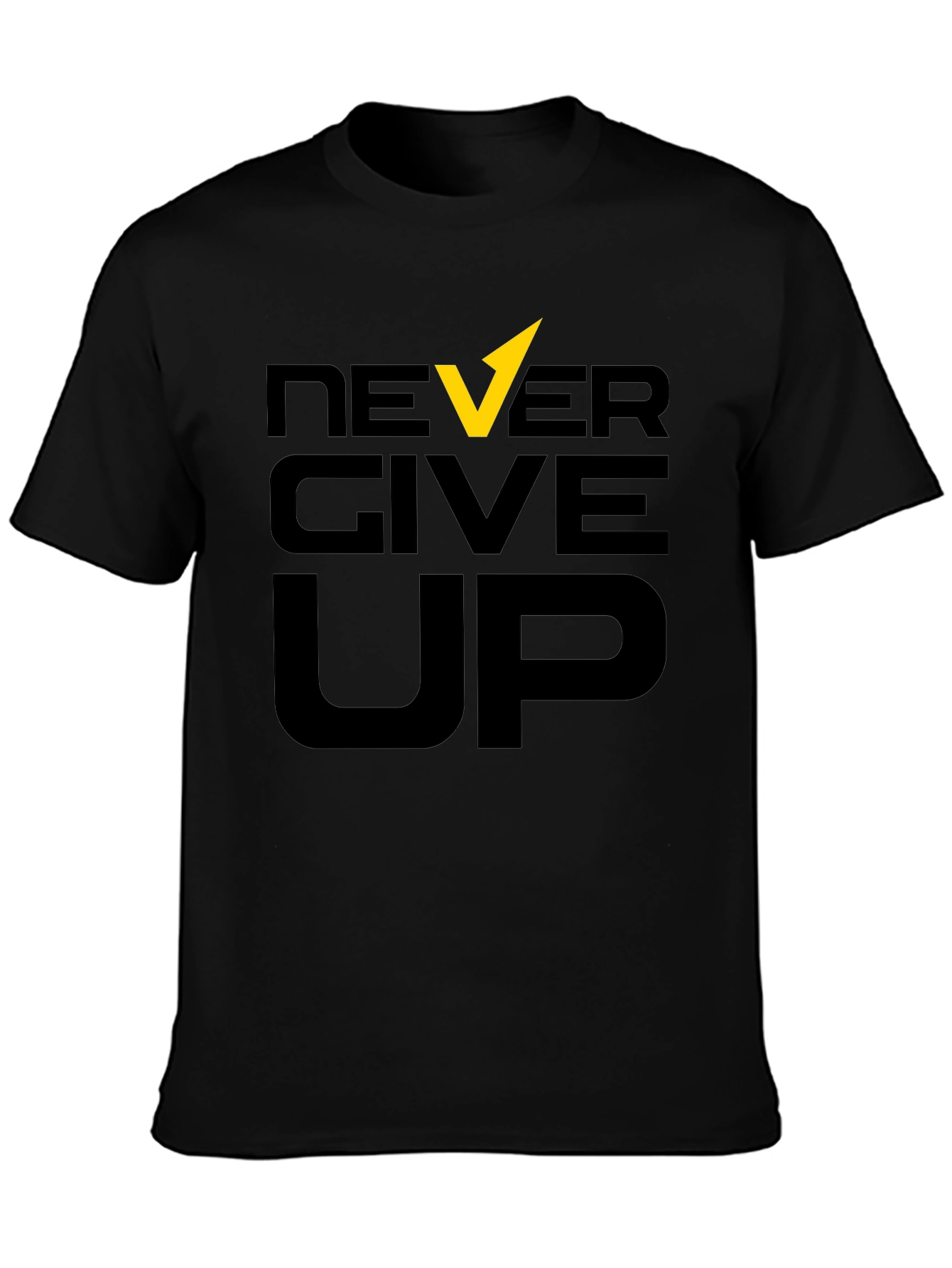 Black Never Give Up Graphic Tee - Motivational Design view 3