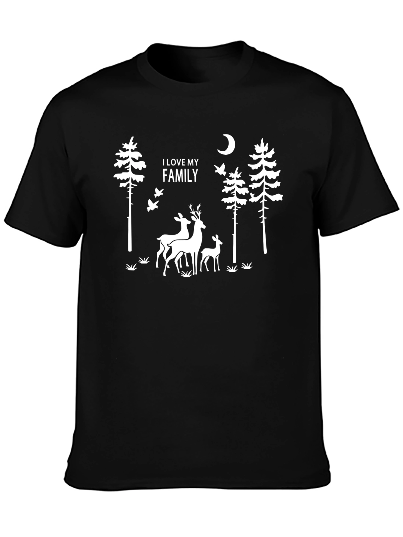 Black I Love My Family Deer Graphic Tee view 3