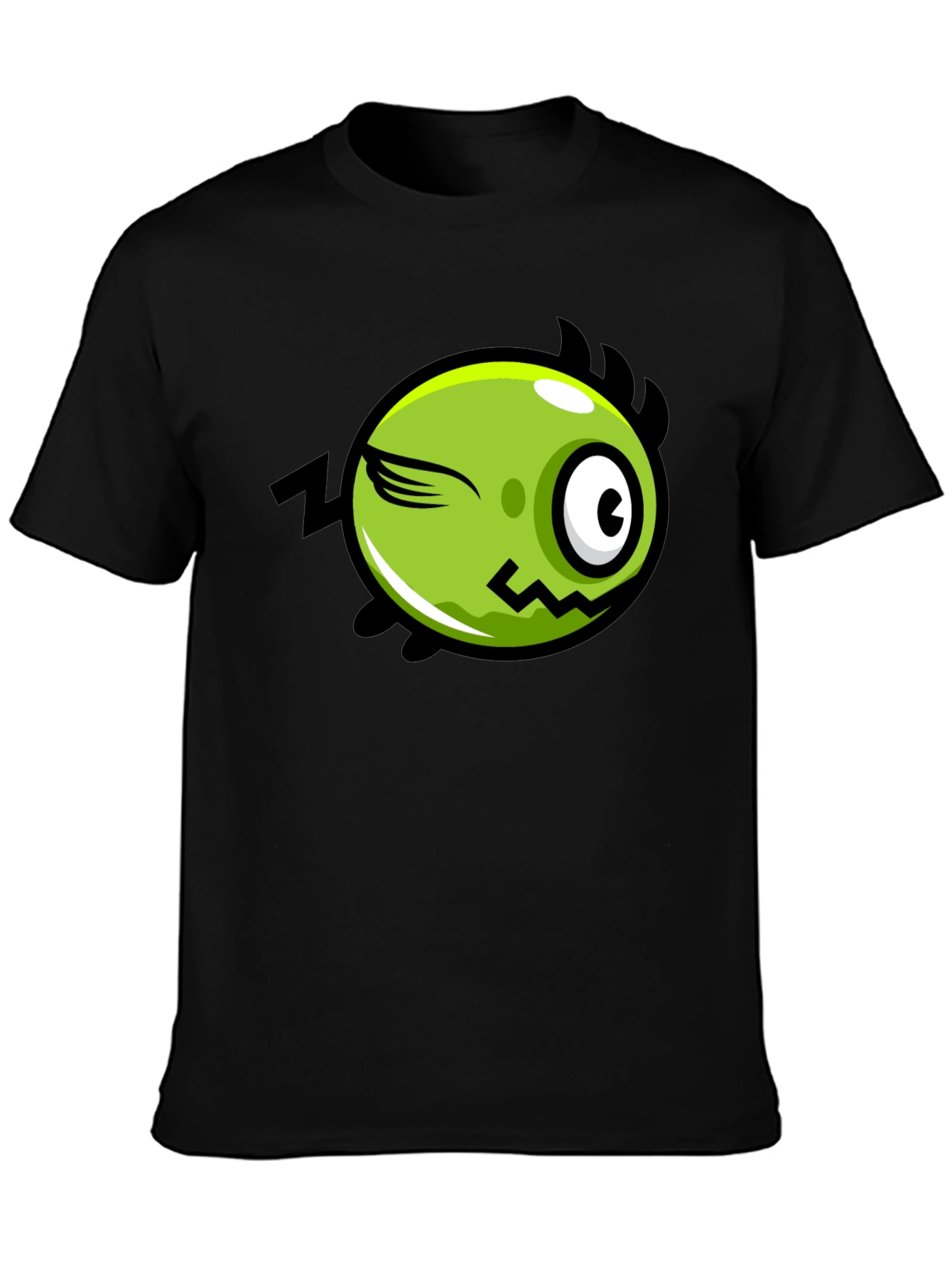 Black Funny Green Monster Graphic Tee - Black view 3