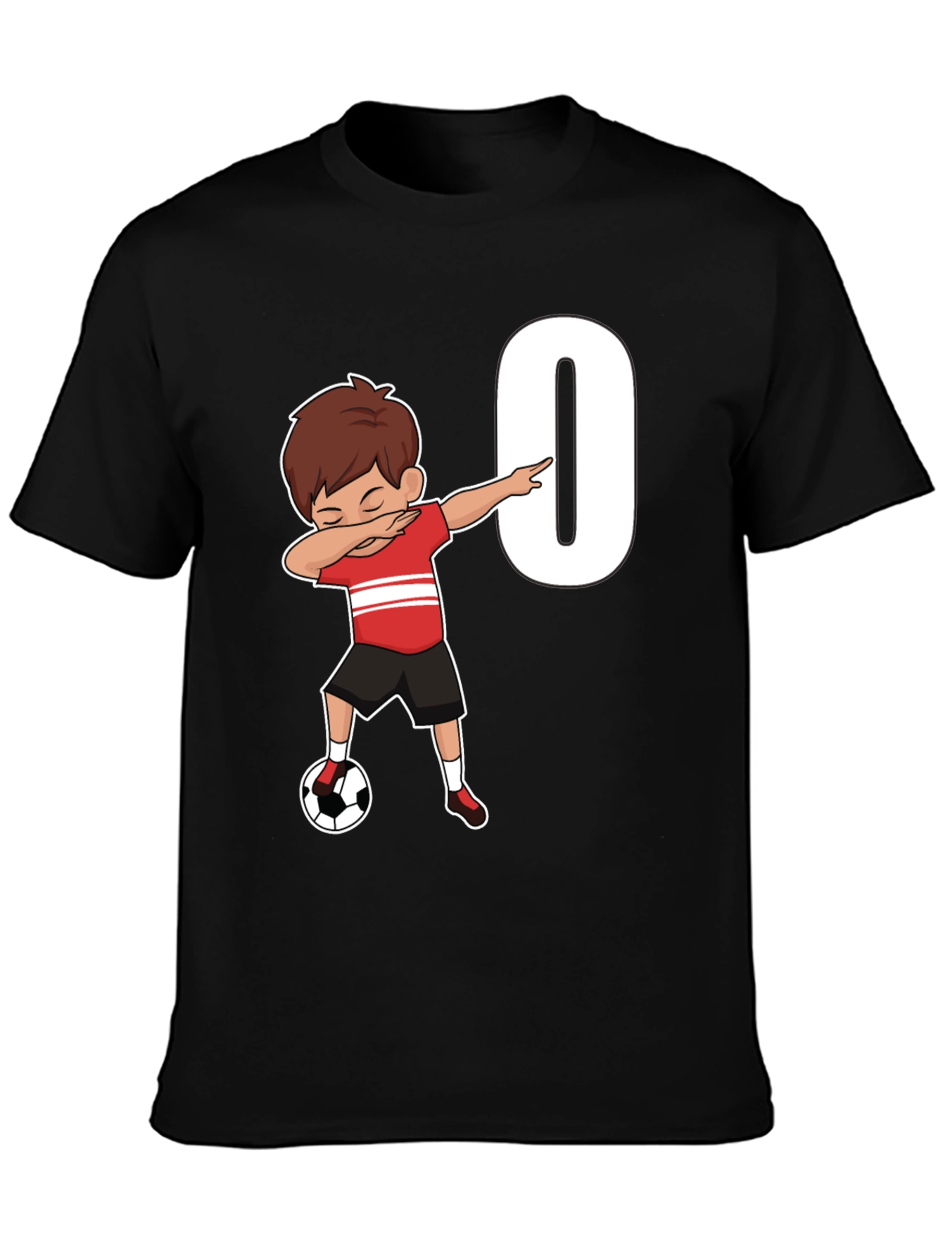 Black Soccer Birthday T-Shirt - Number 0 view 3