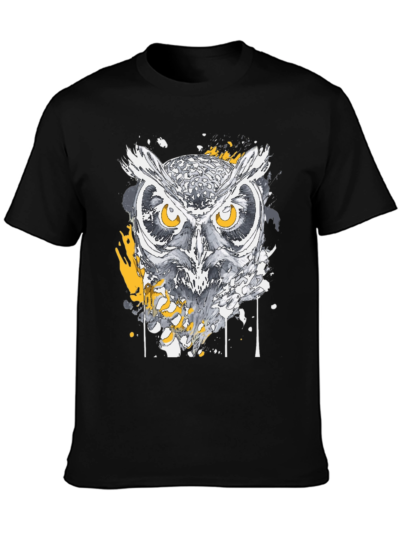 Black Owl Graphic Print Black T-Shirt view 3