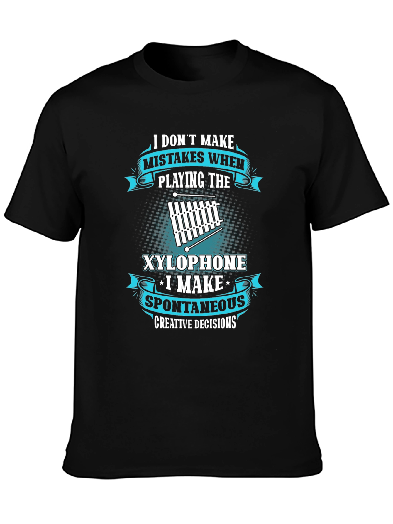 Black Funny Xylophone Player T-Shirt - Spontaneous Decisions view 3