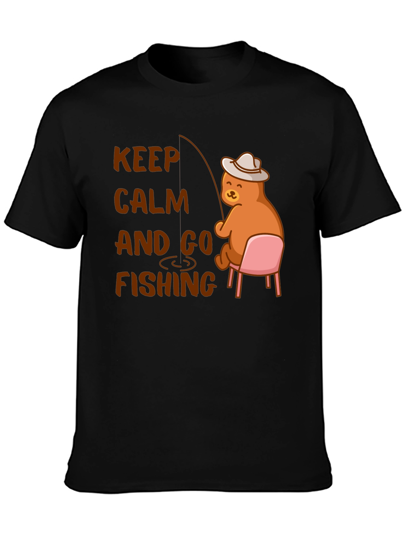 Black Keep Calm and Go Fishing T-Shirt view 3