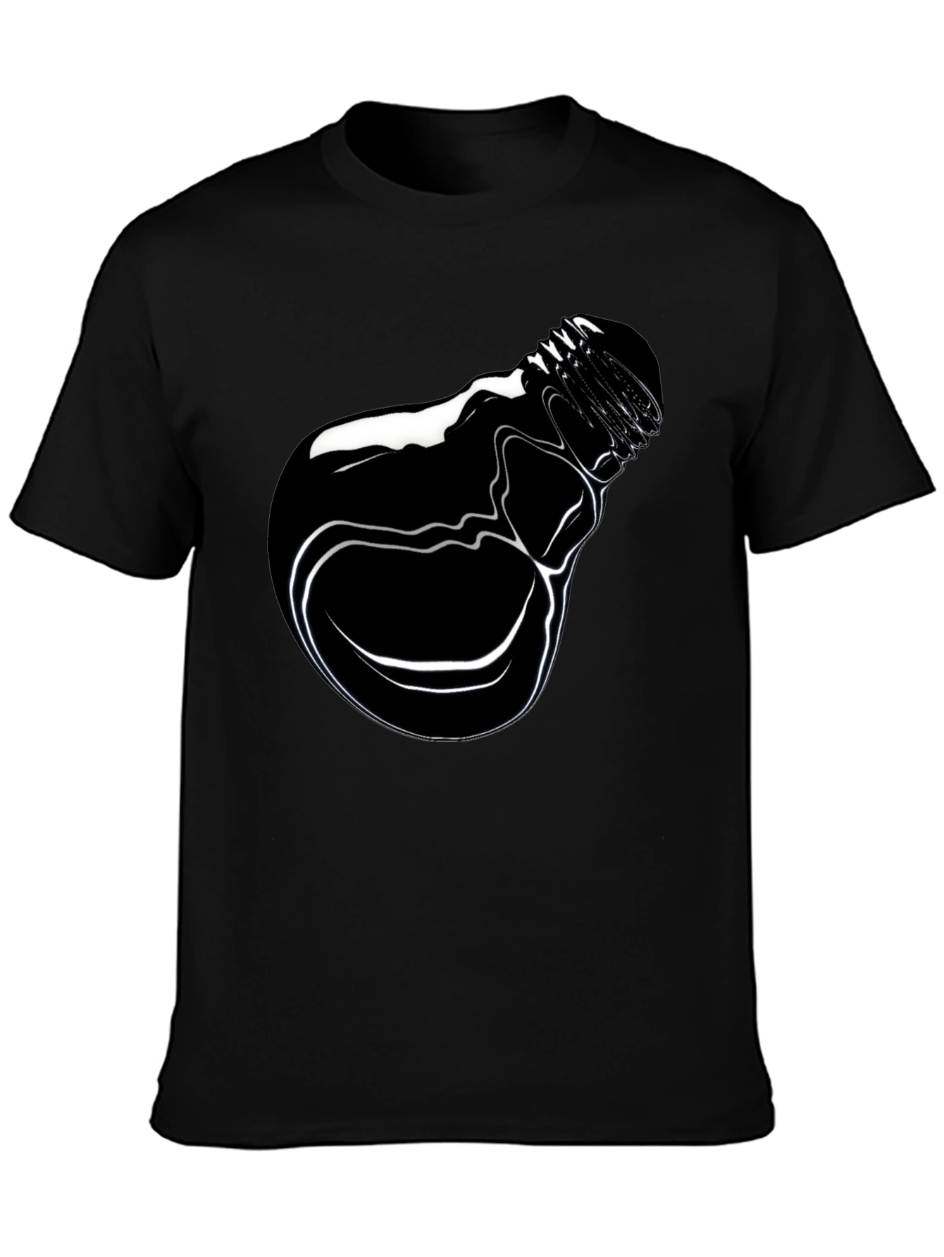 Black Men's Black Graphic Tee - Lightbulb Design view 3
