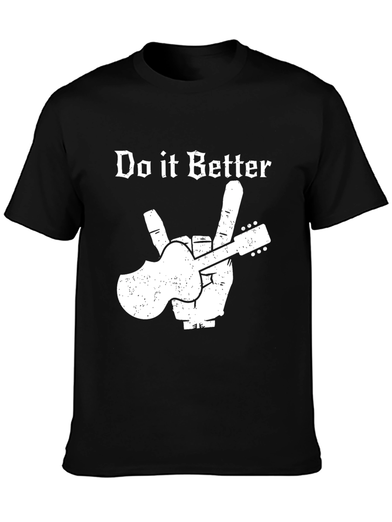Black Do it Better Guitar Peace Sign Black T-Shirt view 3
