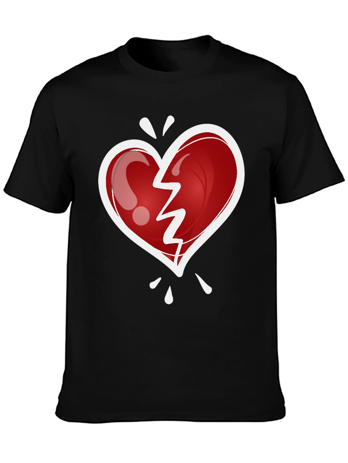 Black Broken Heart Graphic Tee - Trendy Casual Wear view 3