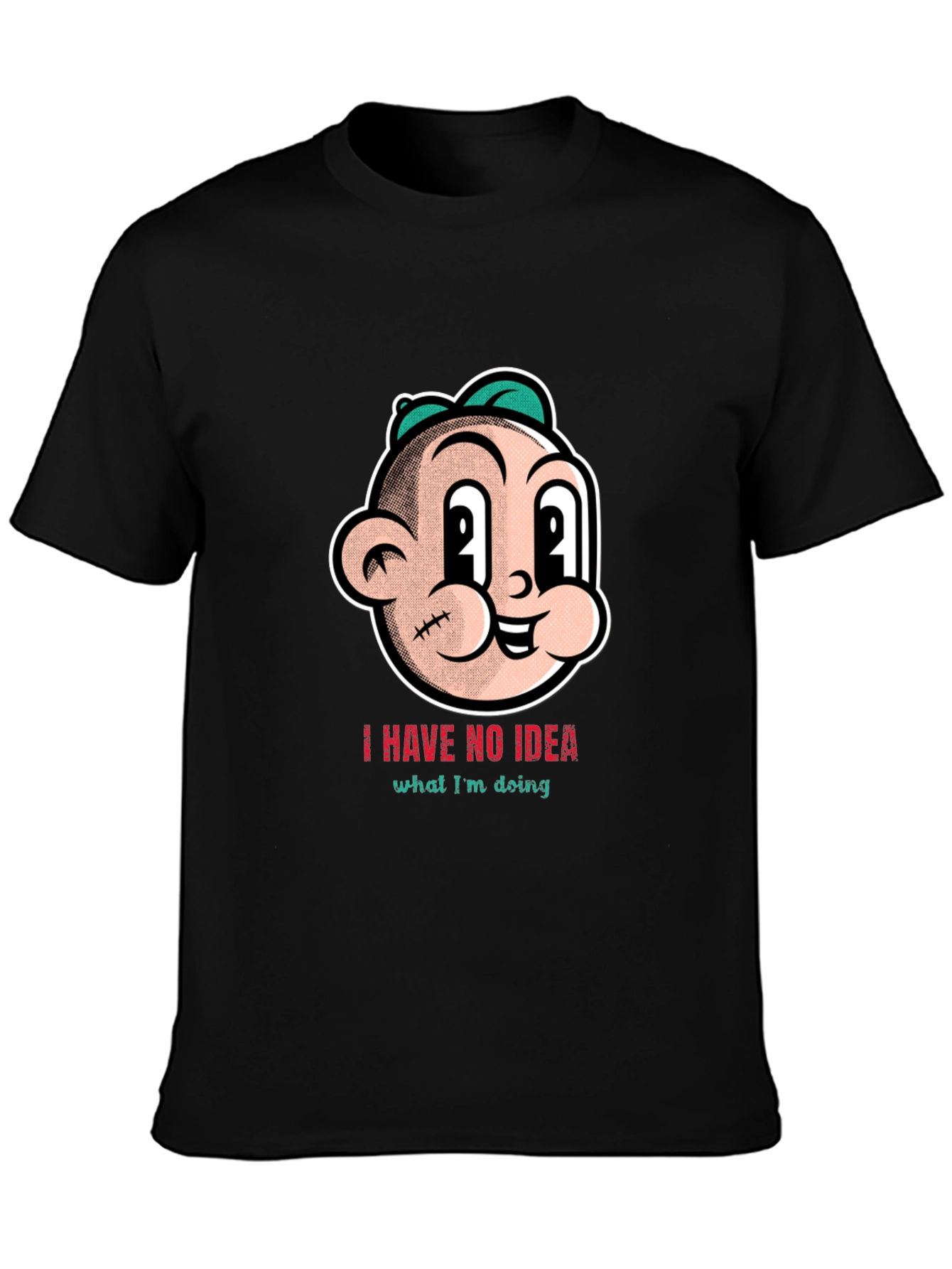 Black Cartoon Graphic T-Shirt - "I Have No Idea" view 3