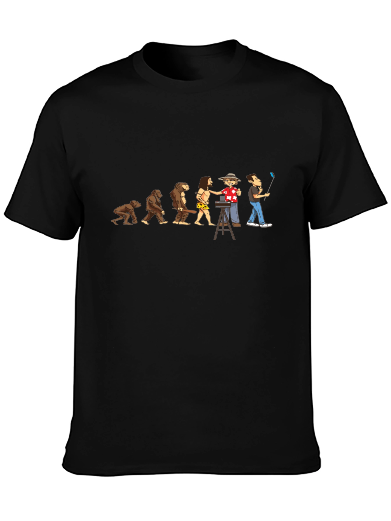 Black Evolution of Selfie Funny Graphic T-Shirt view 3