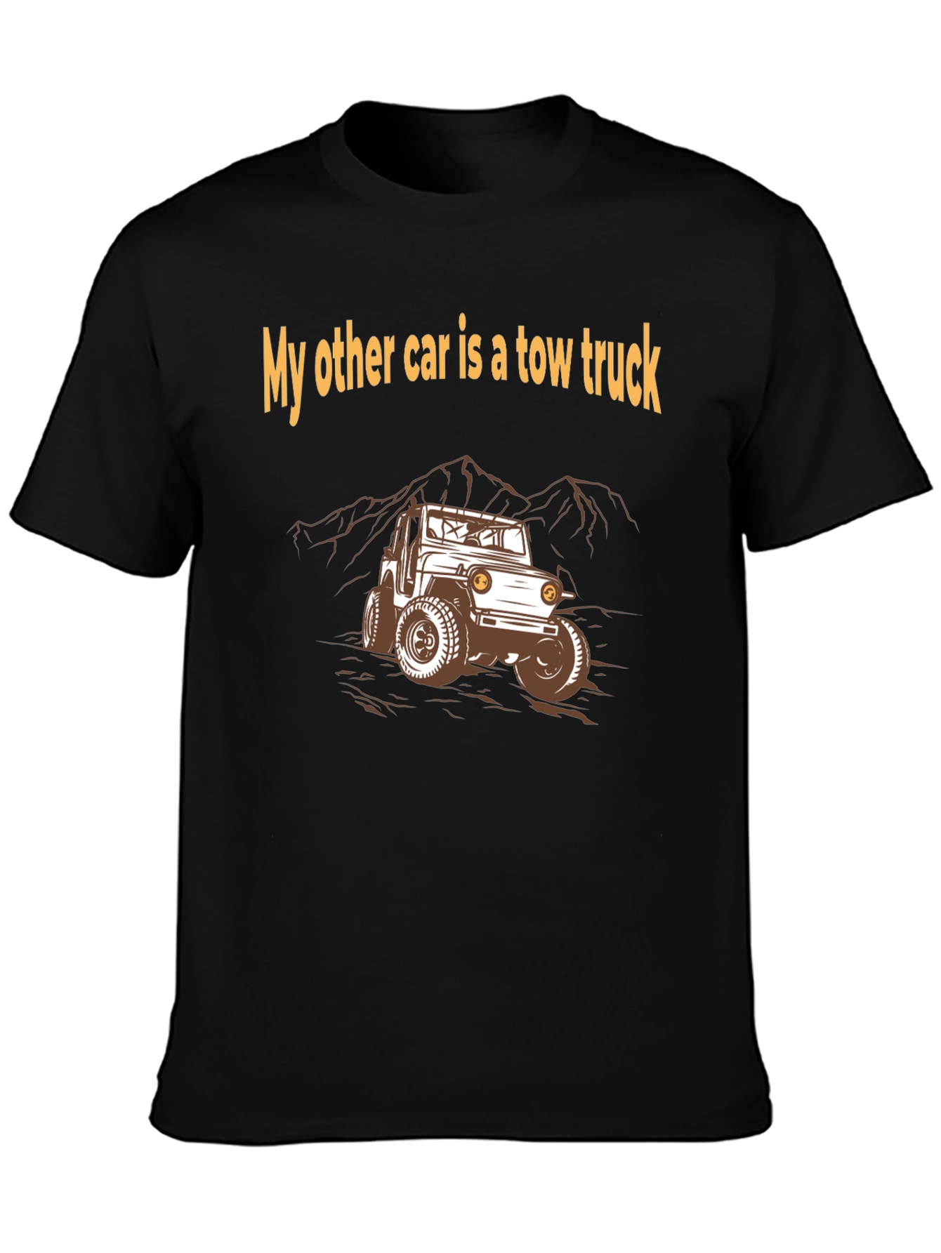 Black Tow Truck T-Shirt - "My Other Car" Design view 3