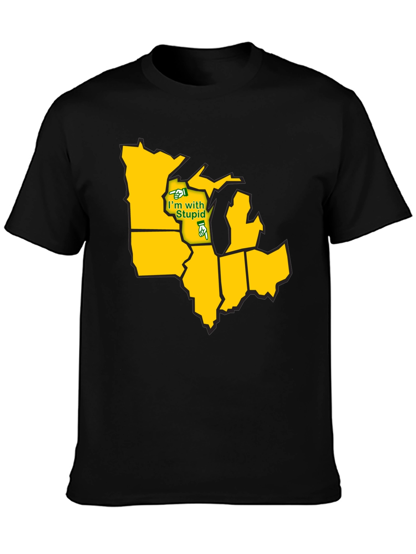 Black Midwest States Funny Humor Graphic T-Shirt view 3