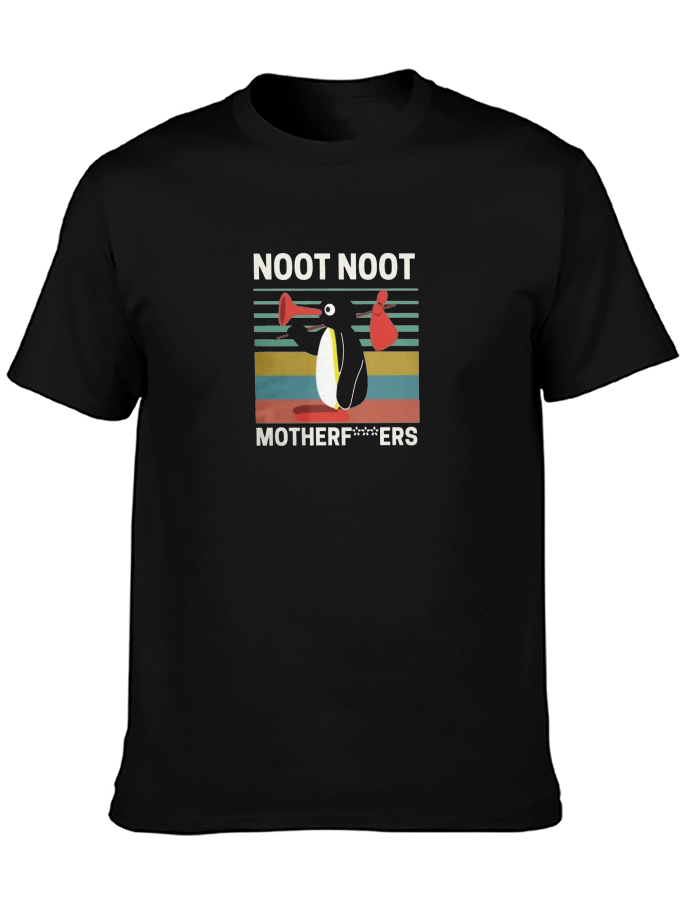 Black Noot Noot Penguin Graphic Tee - Funny Slogan T-Shirt view 3