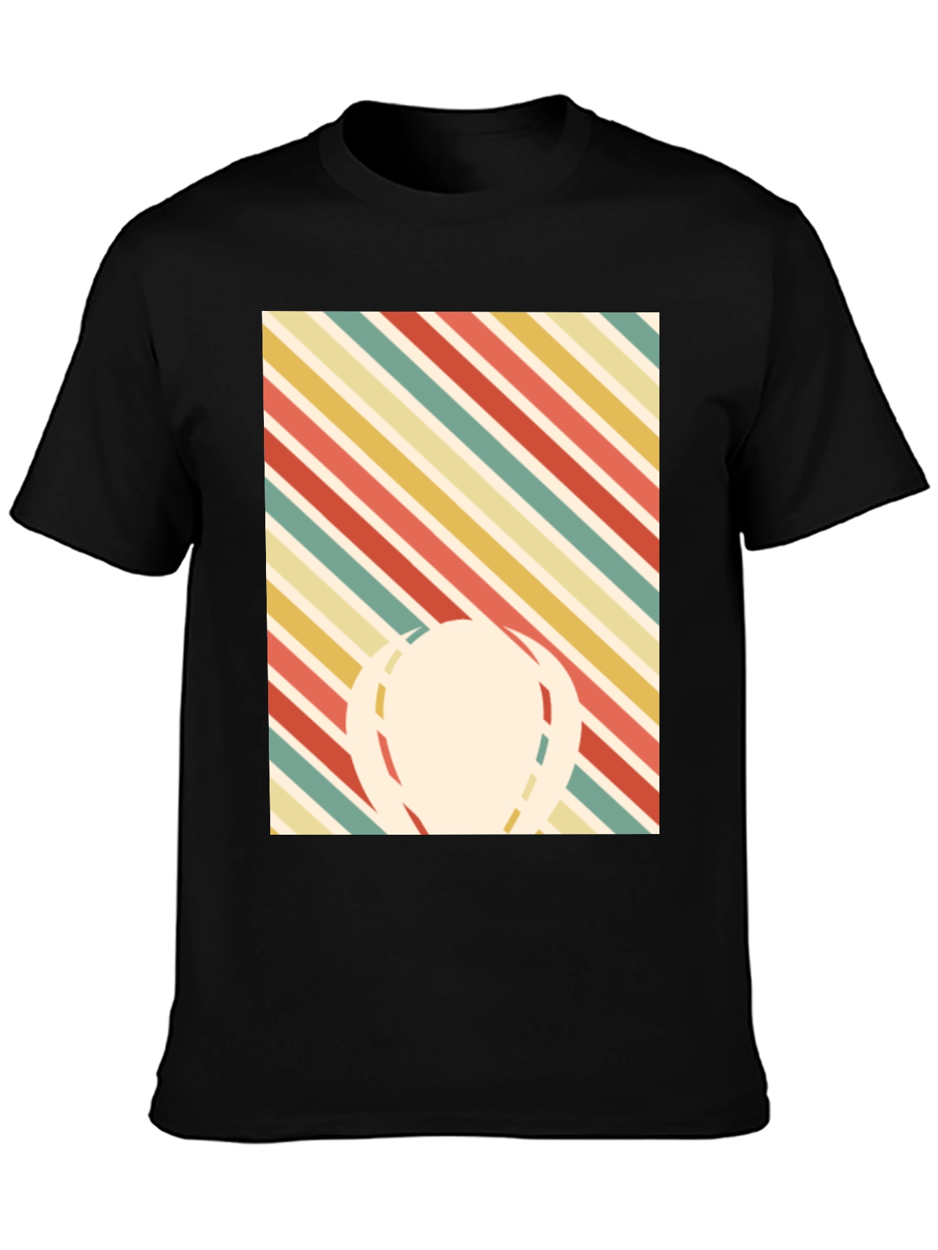Black Retro Striped Graphic Tee - Men's Black T-Shirt view 3