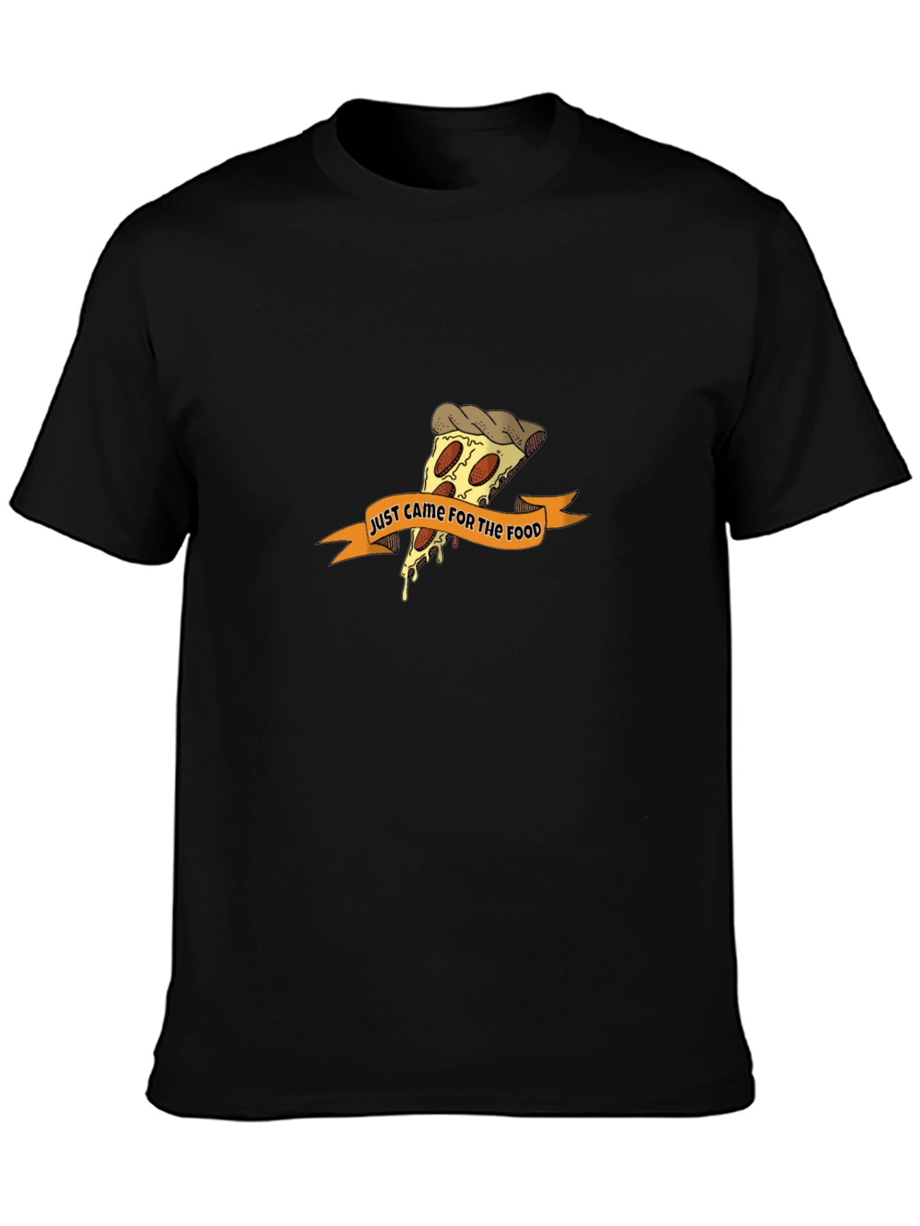 Black Pizza Lover T-Shirt - Just Came For The Food Tee view 3