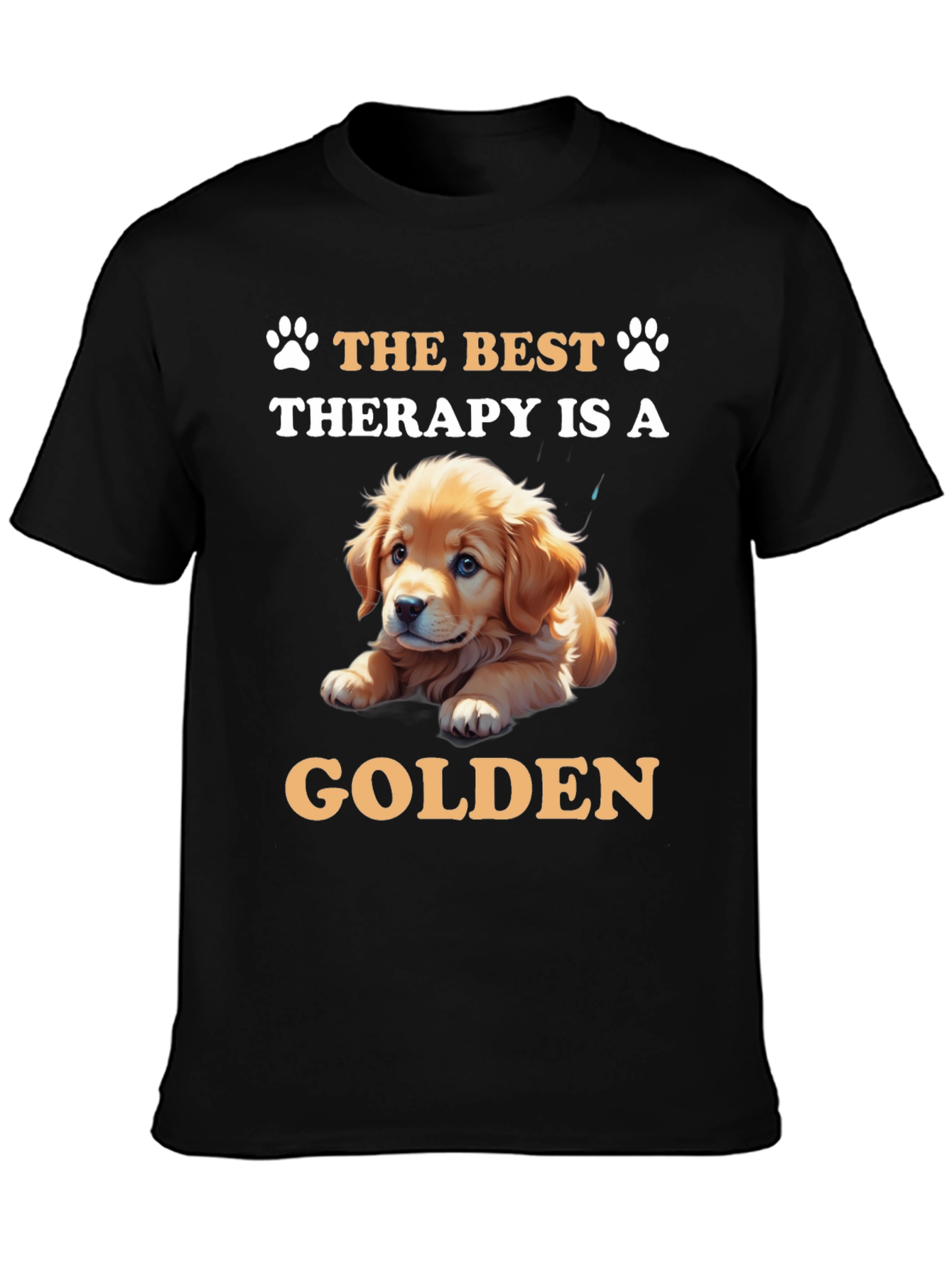 Black Best Therapy Golden Retriever T-Shirt view 3