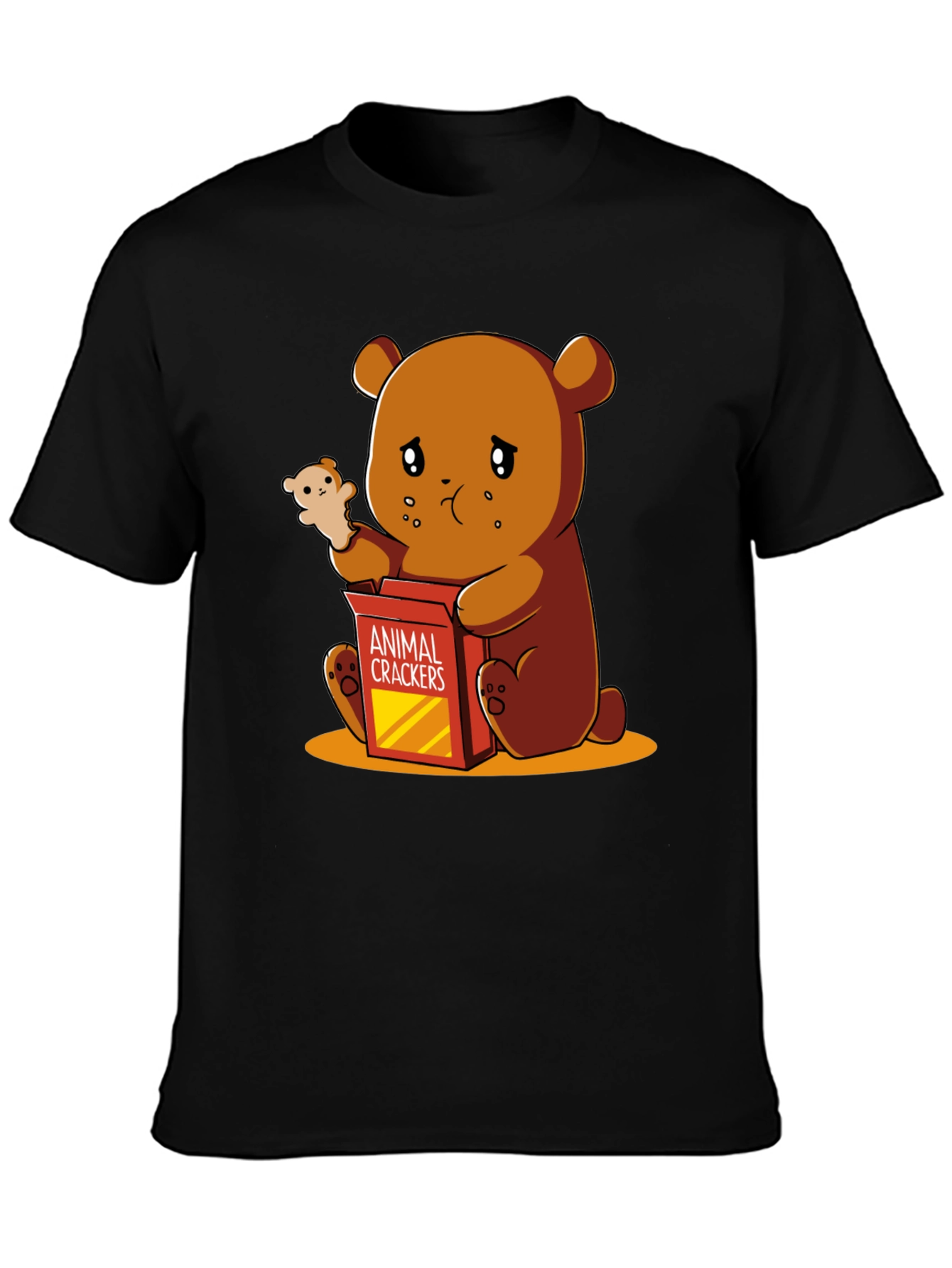 Black Sad Bear Animal Cracker T-Shirt view 3