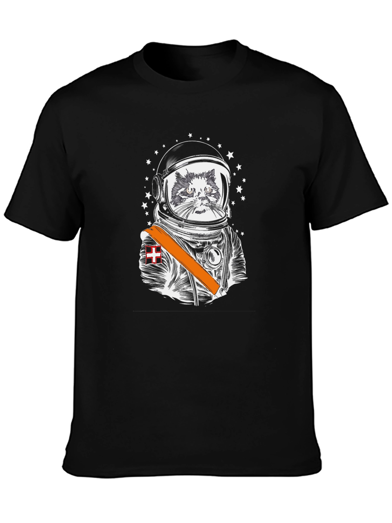 Black Astronaut Cat Graphic Tee - Space Explorer view 3