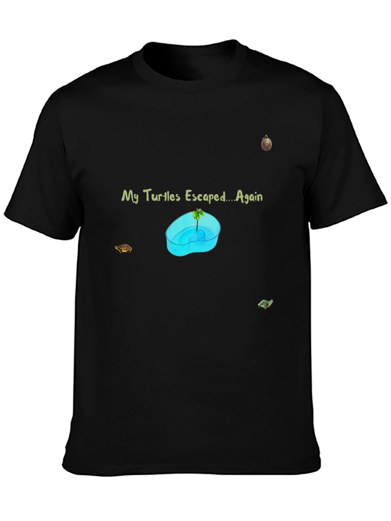Black My Turtles Escaped Again T-Shirt view 3