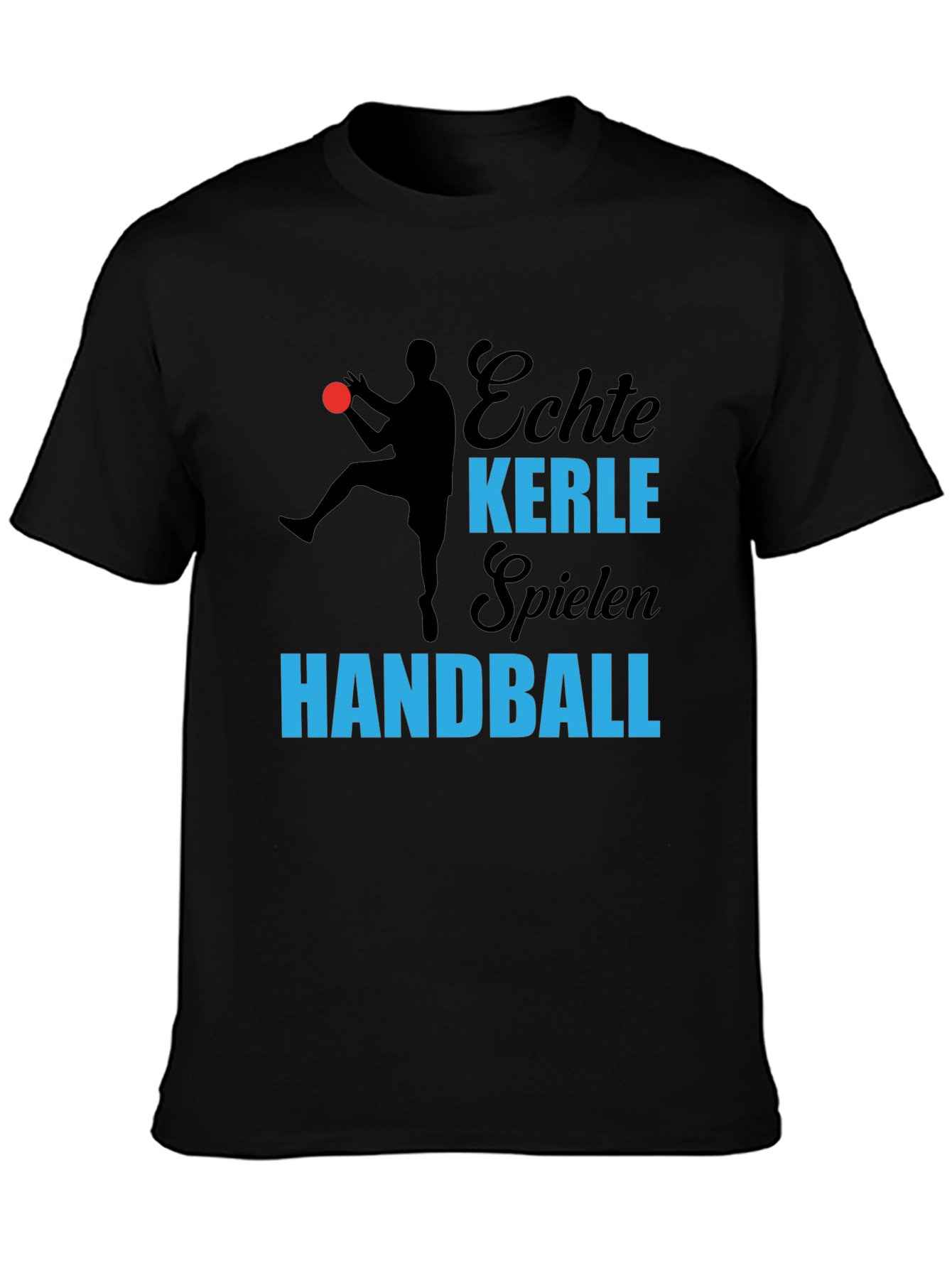 Black Echte Kerle Handball T-Shirt - Black view 3