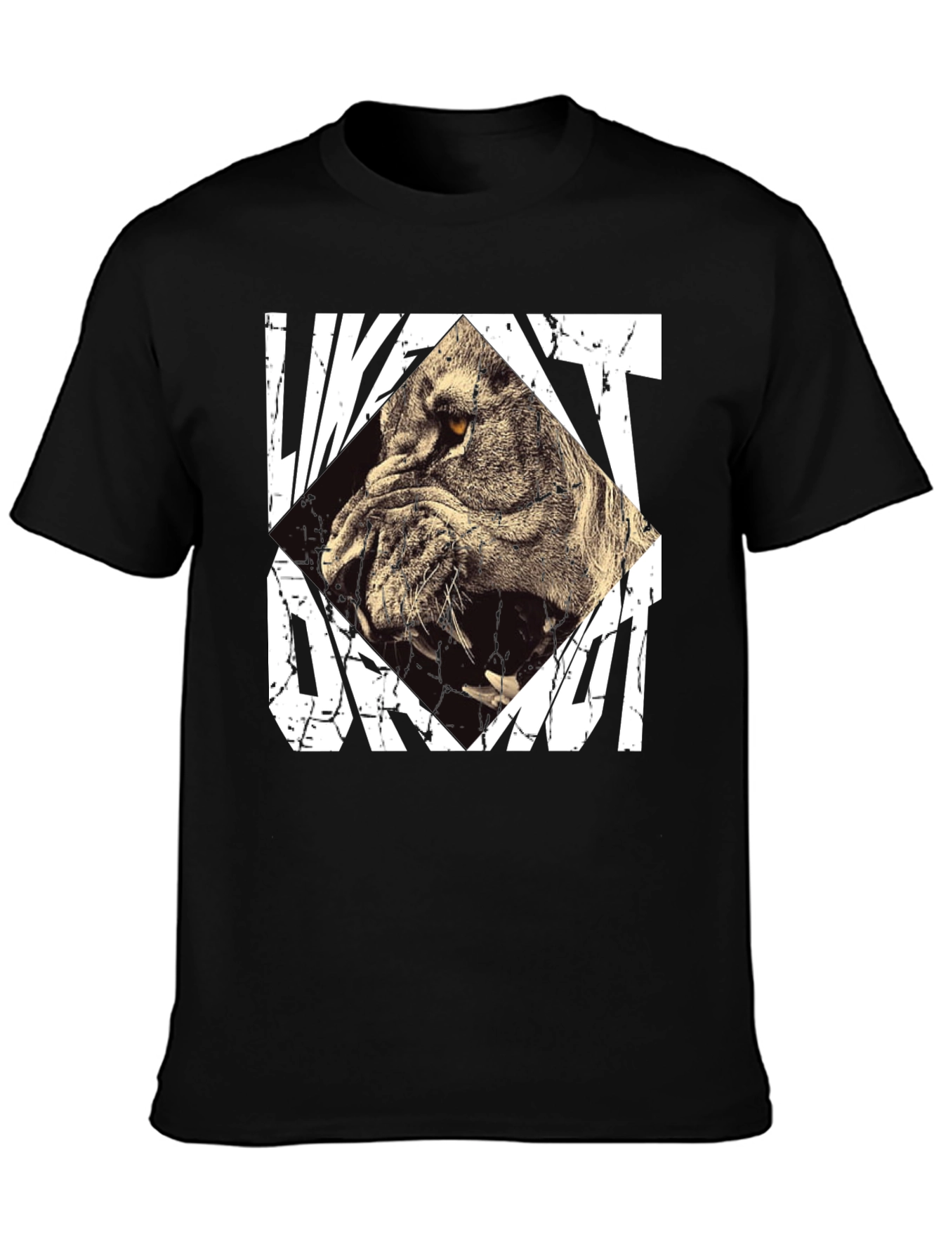 Black Lion Graphic Print Black T-Shirt view 3