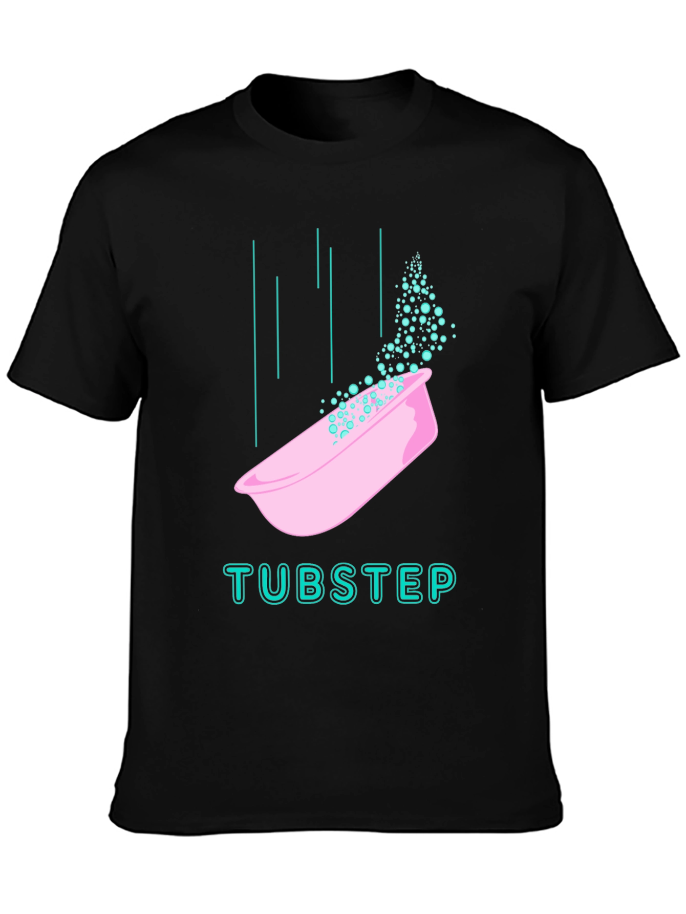 Black Tubstep Graphic Tee - Black Cotton Blend T-Shirt view 3