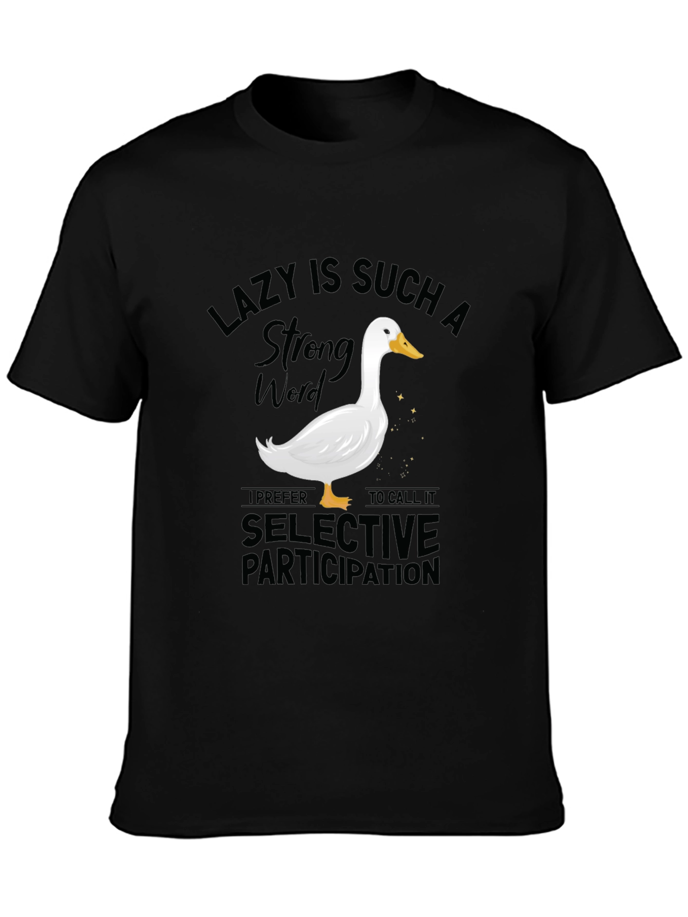 Black Funny Lazy Duck Graphic Tee view 3