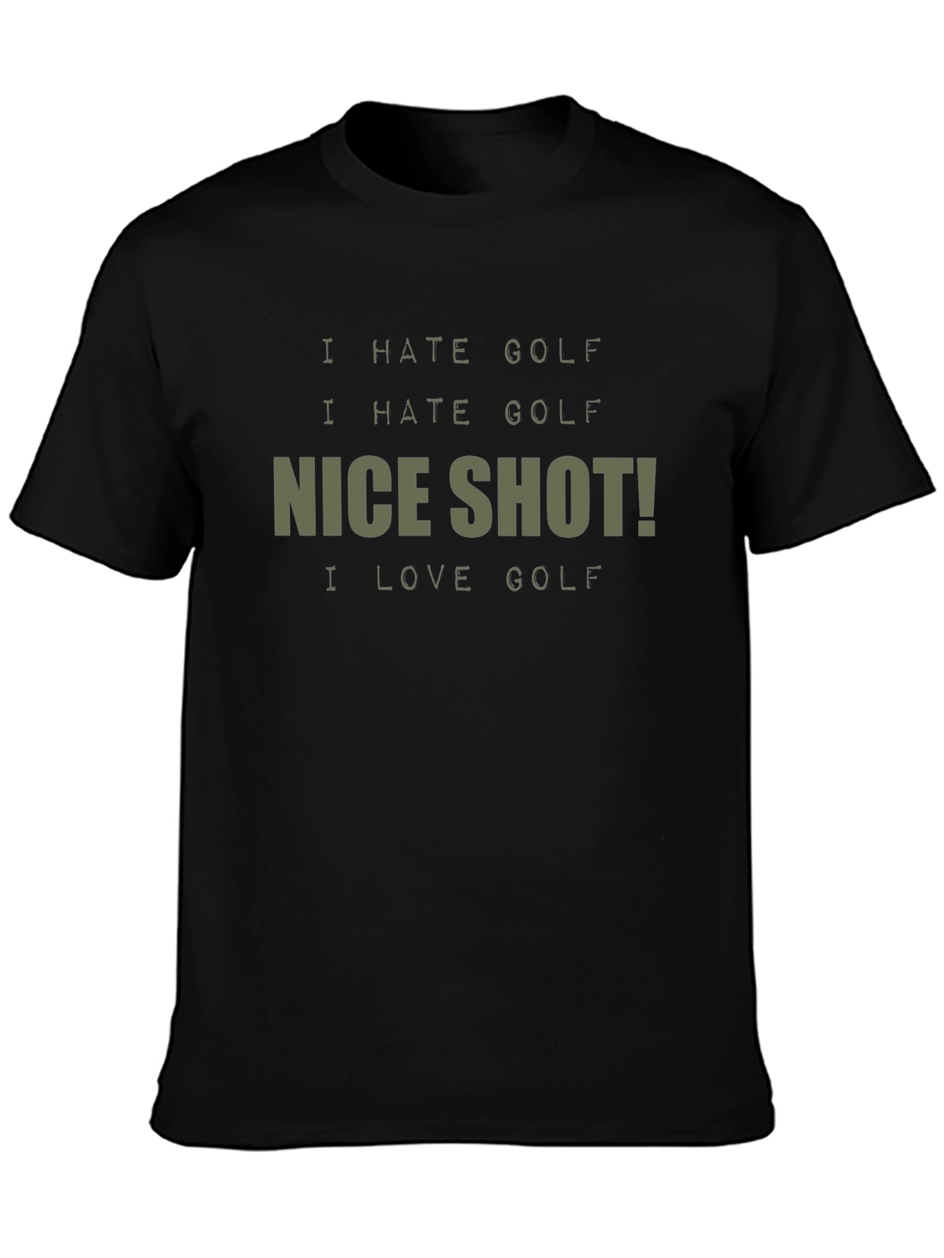 Black I Hate Golf! Novelty Graphic T-Shirt view 3