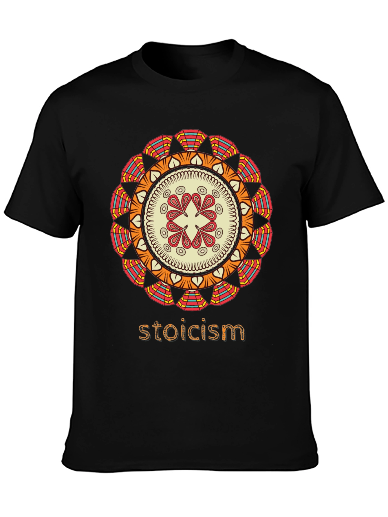 Black Stoicism Mandala Graphic T-Shirt - Stylish Unisex Tee view 3