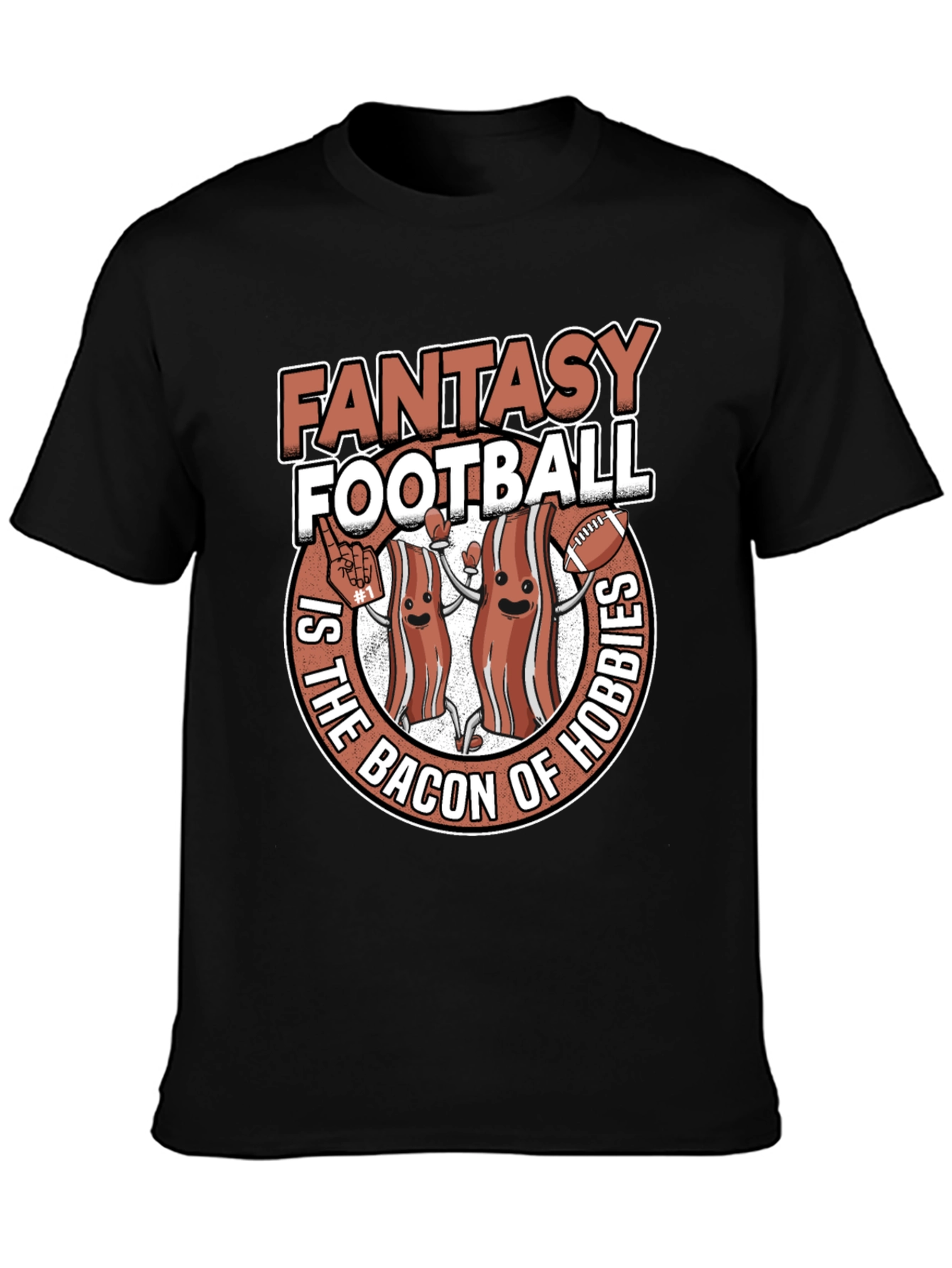 Black Fantasy Football Bacon T-Shirt view 3