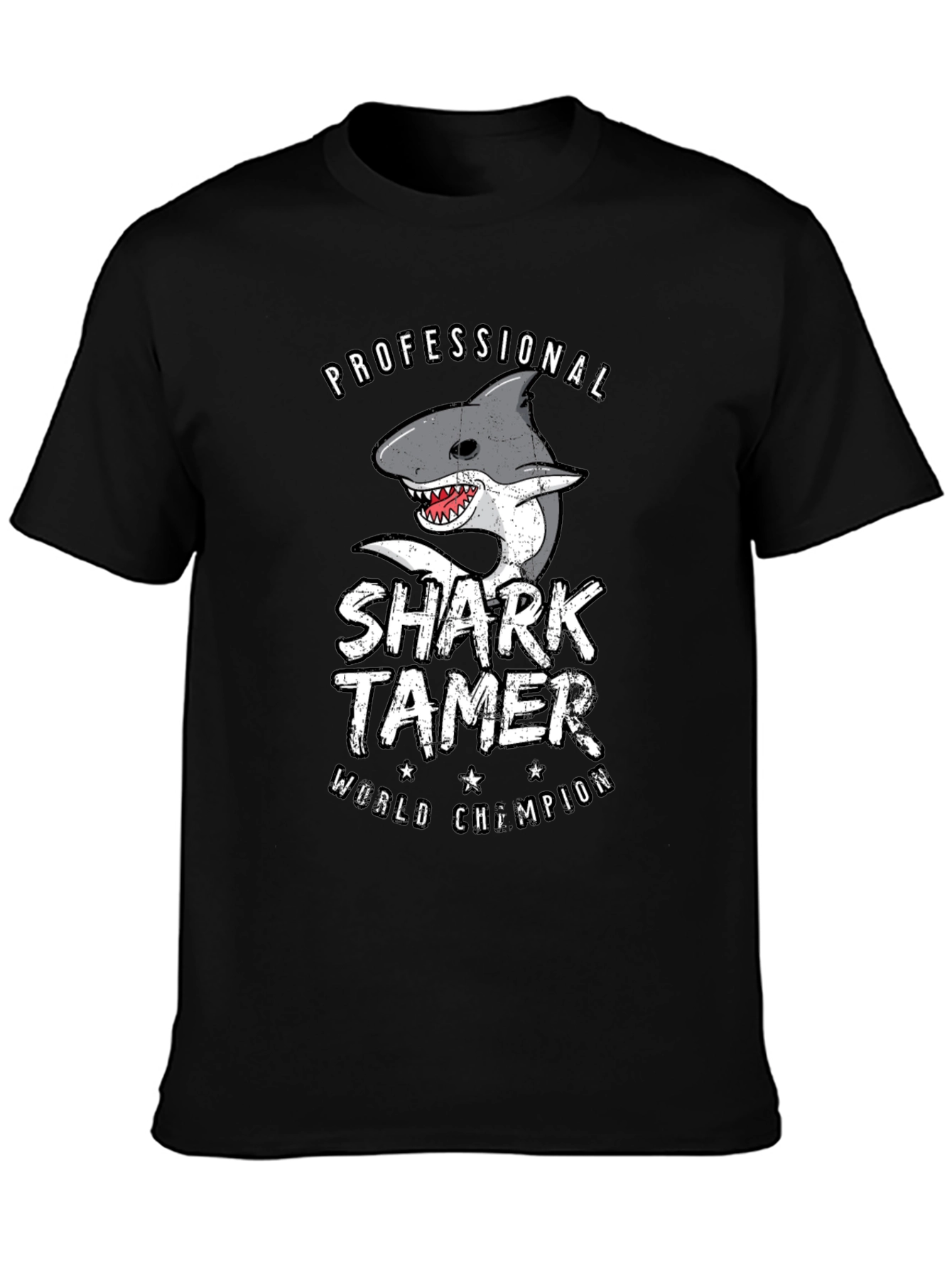 Black Professional Shark Tamer World Champion T-Shirt view 3