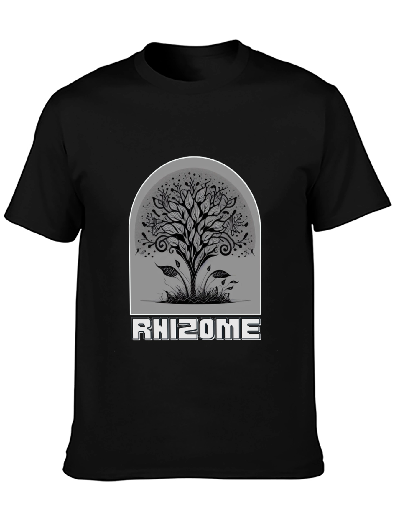 Black Rhizome Tree Graphic Black T-Shirt view 3