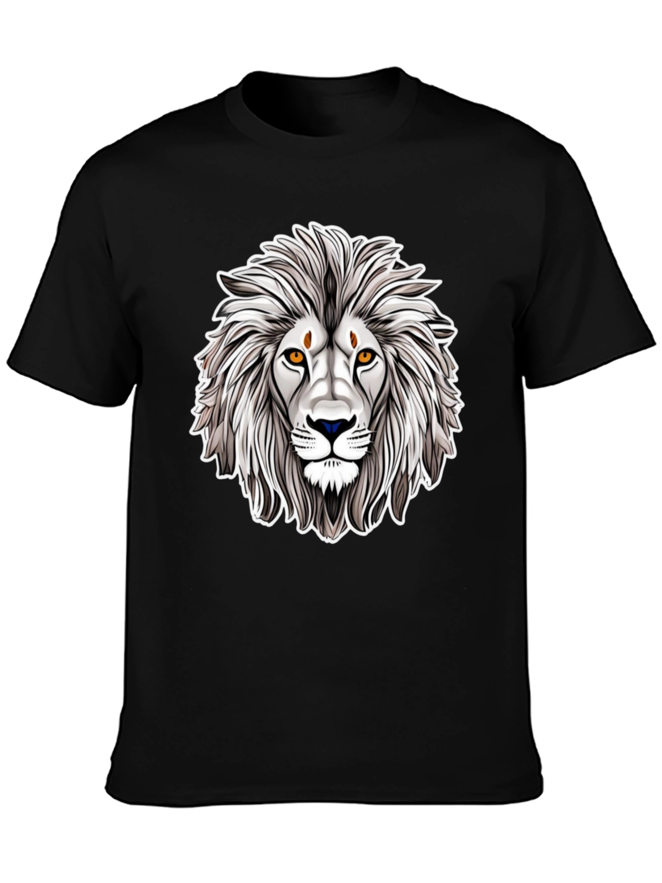 Black Lion Head Graphic Tee - Black Cotton Shirt view 3
