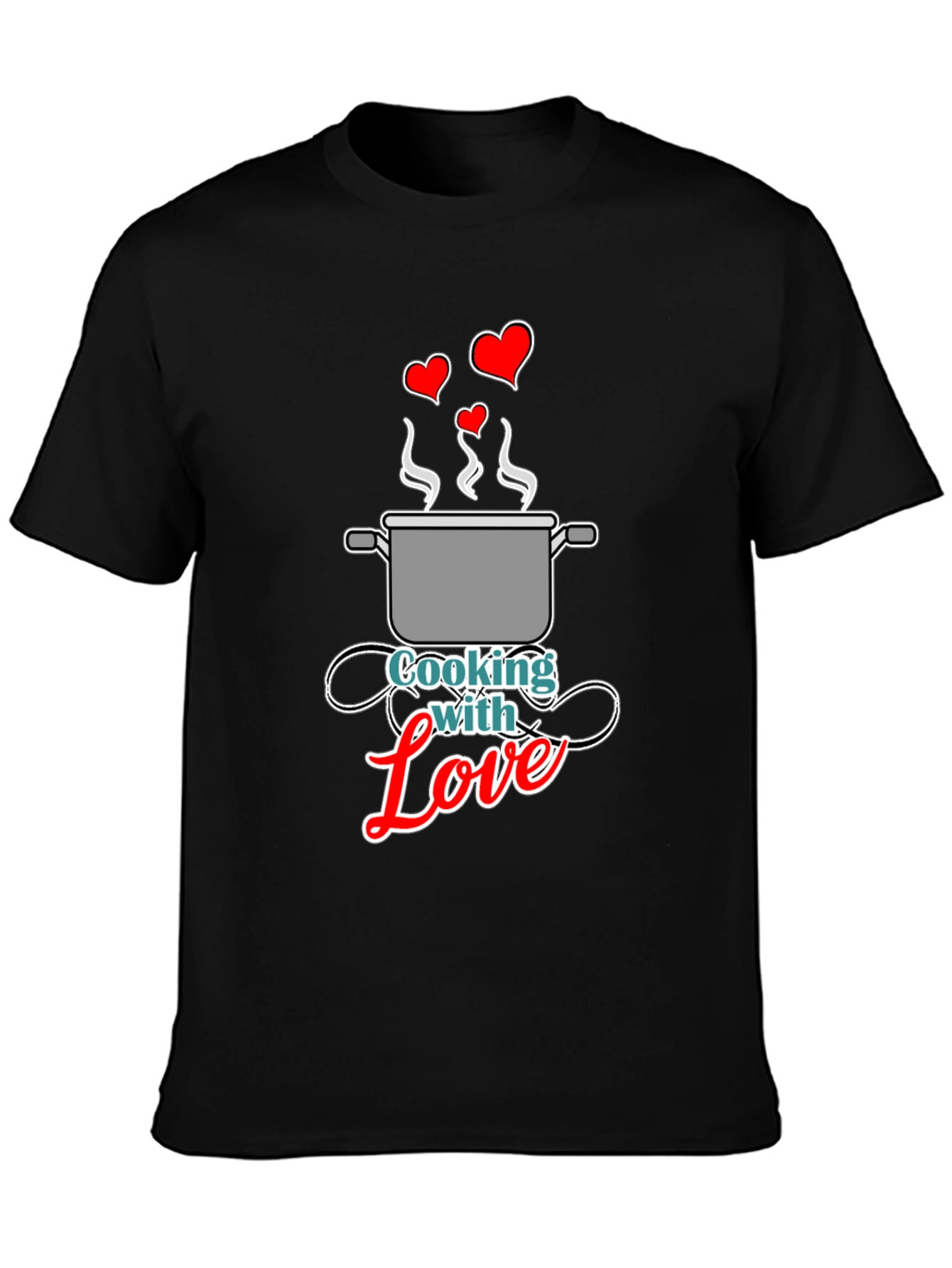Black Cooking with Love Graphic Tee - Black Unisex T-Shirt view 3
