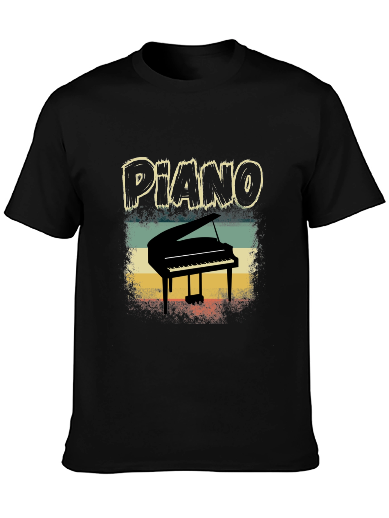 Black Retro Piano T-Shirt - Musician Apparel view 3