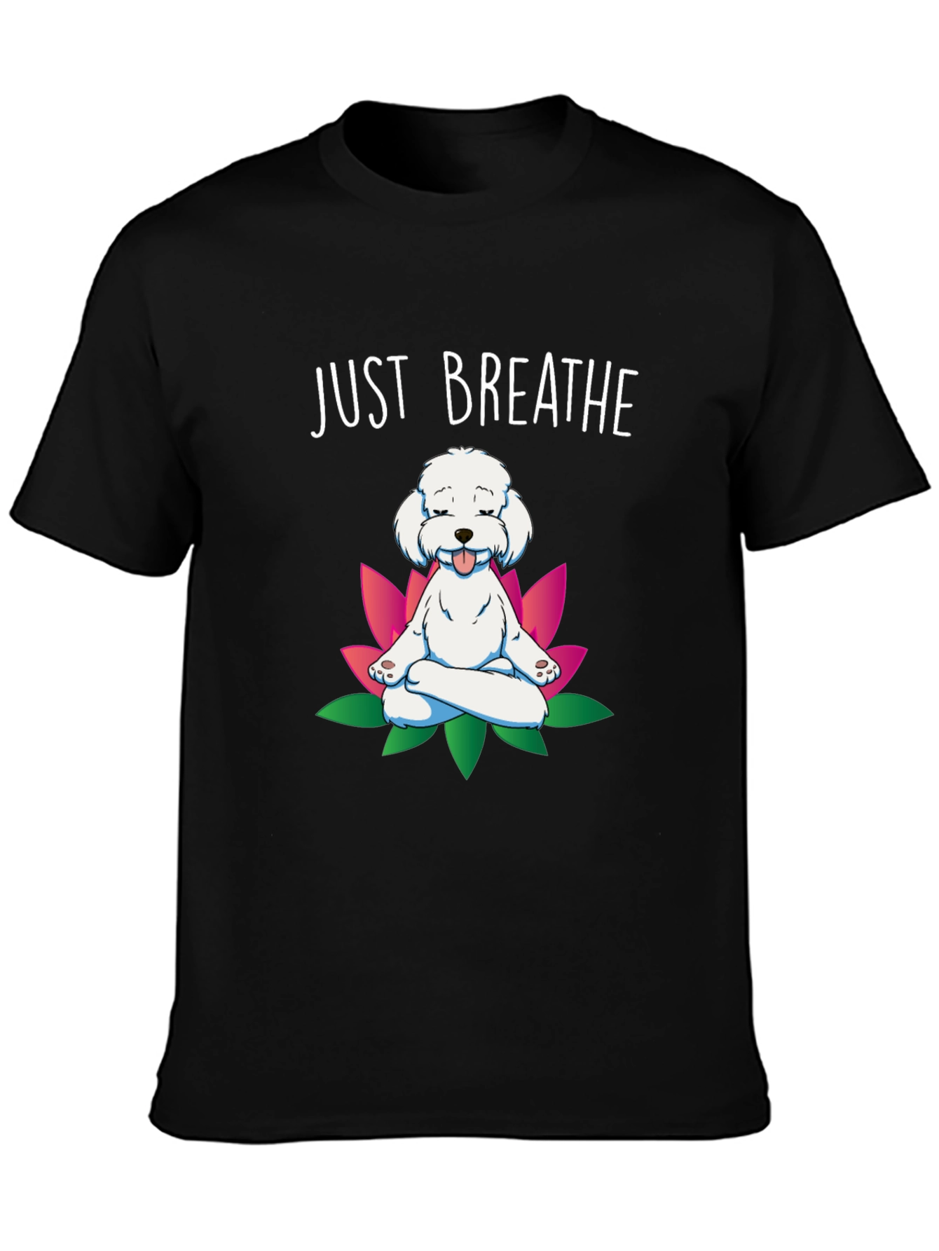 Black Just Breathe Dog Meditation T-Shirt view 3