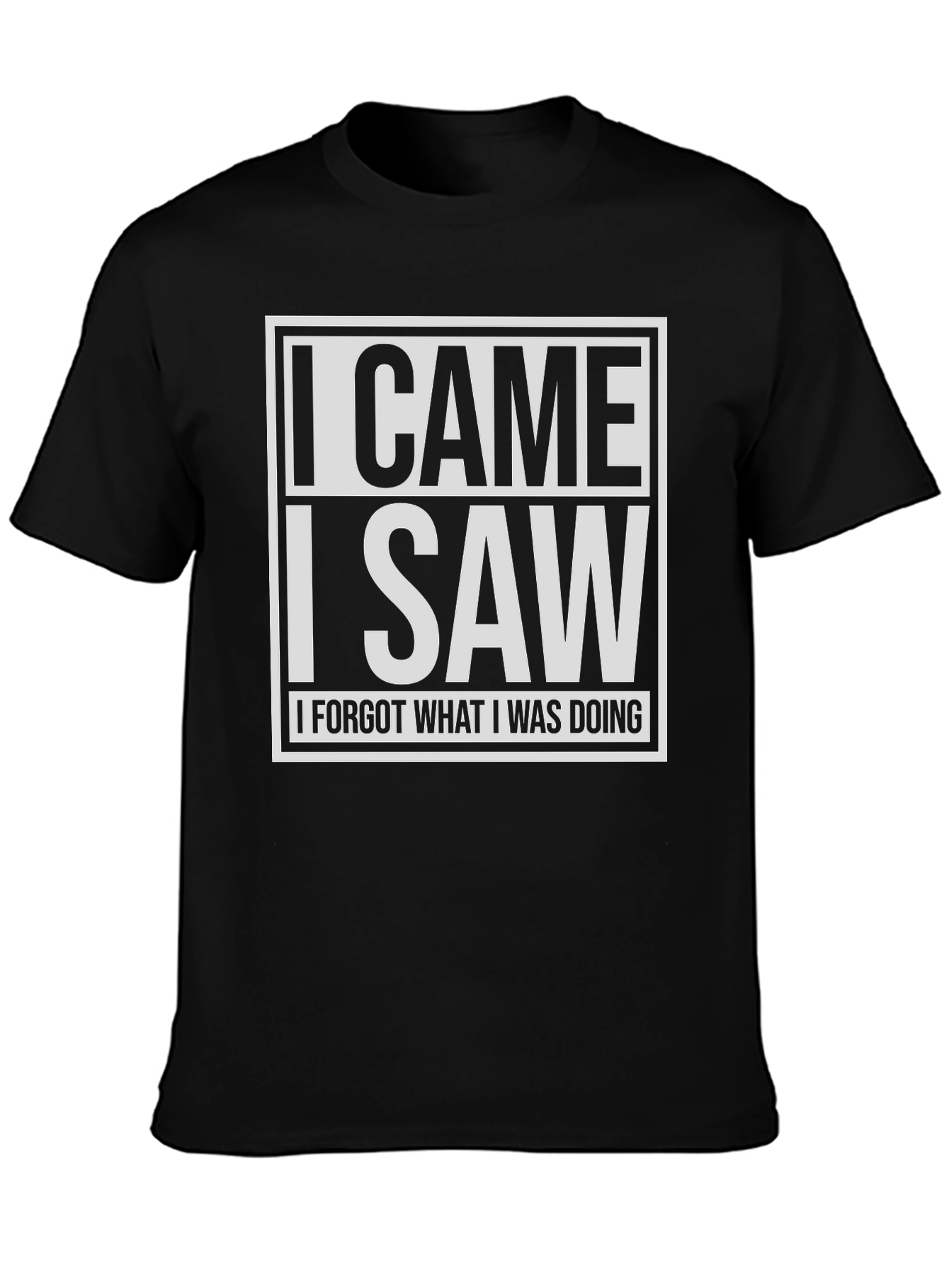 Black Humorous Black T-Shirt: I Came, I Saw, I Forgot view 3