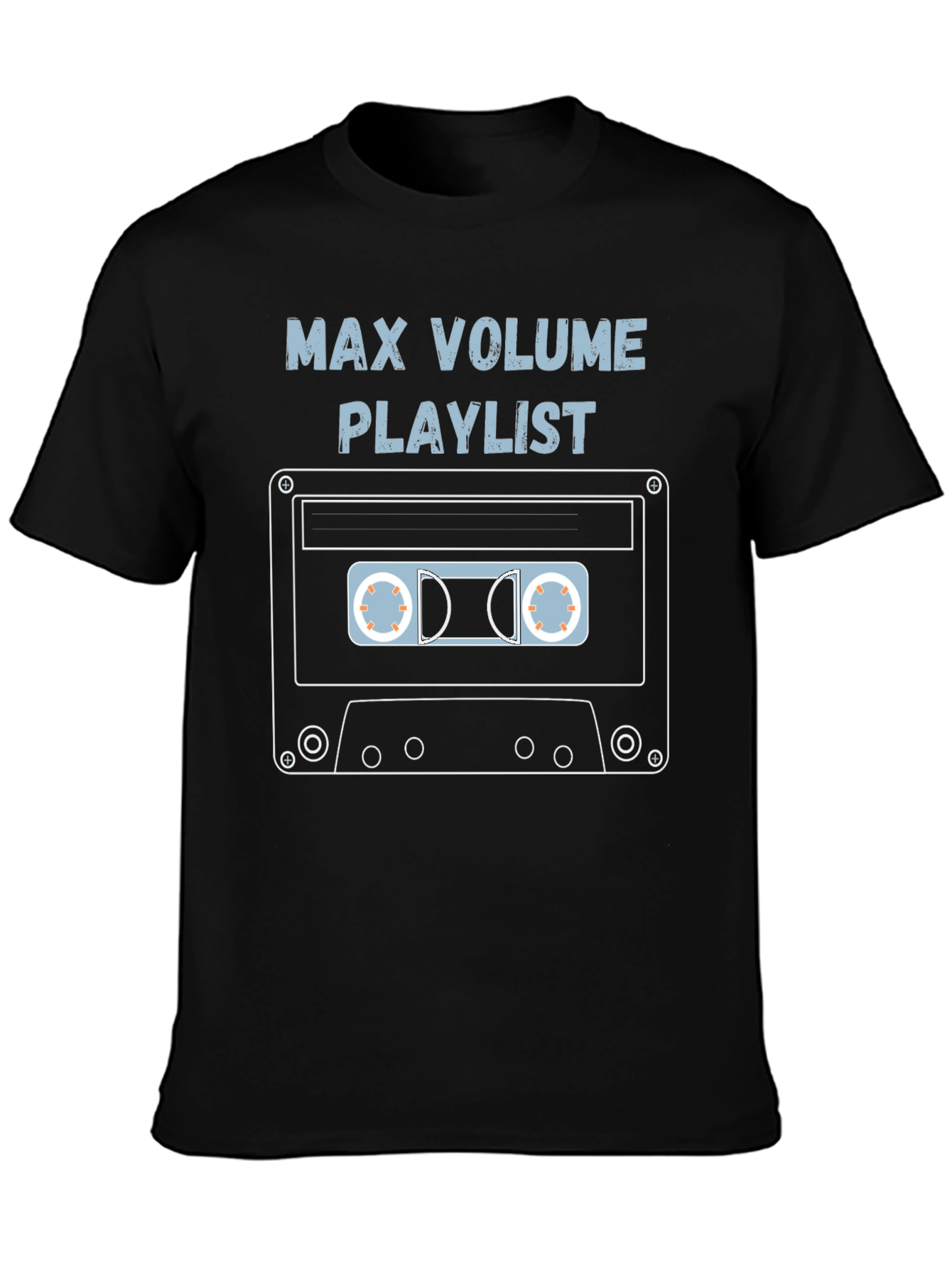 Black Max Volume Playlist Cassette Tape Graphic Tee view 3